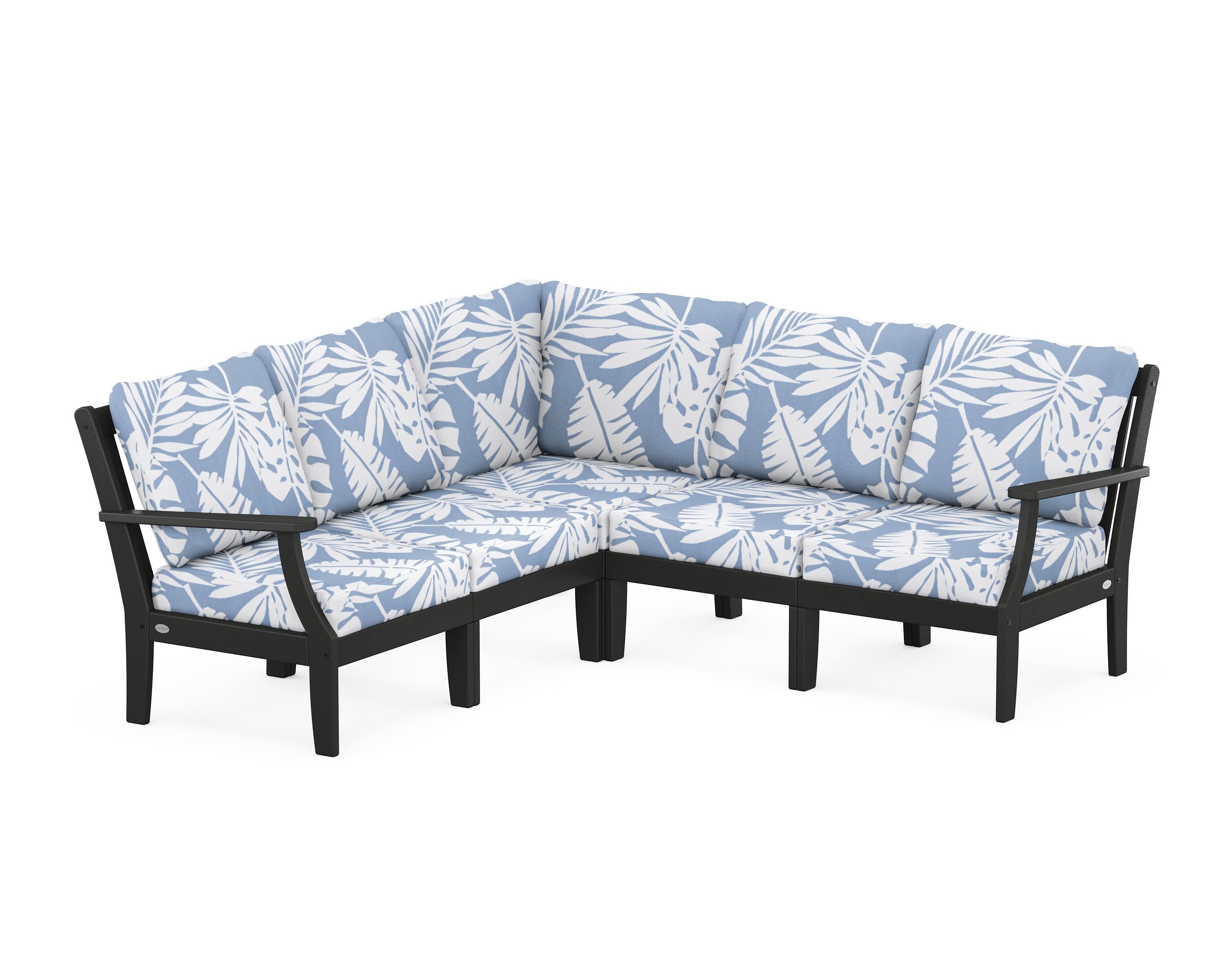 Braxton Modular 5-Piece Deep Seating Set in Black / Leaf Sky Blue