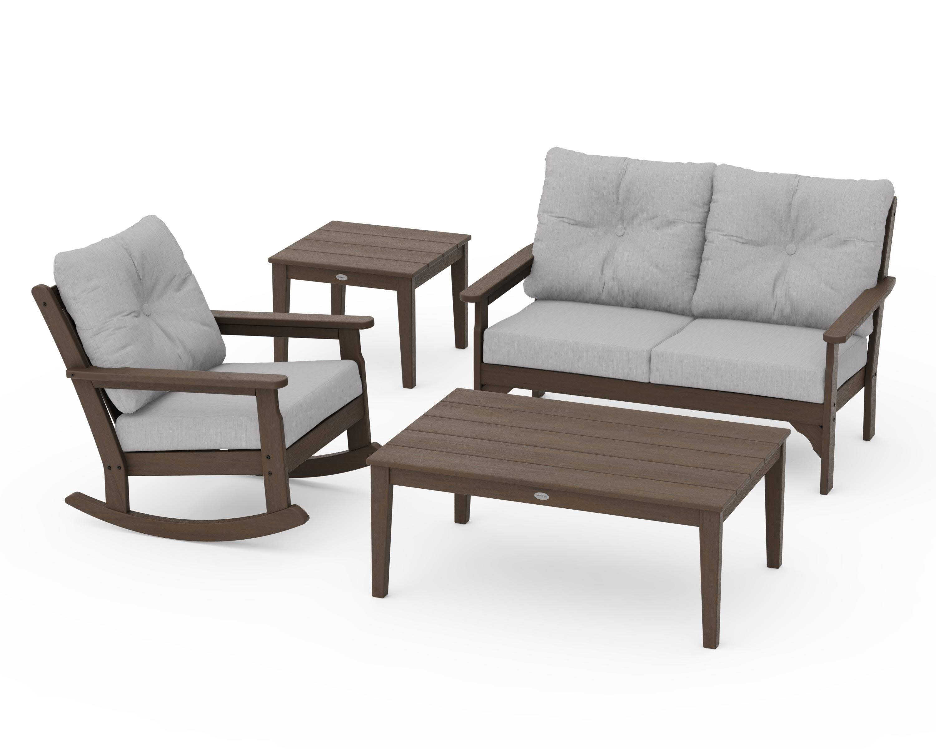 Vineyard 4-Piece Deep Seating Rocker Set in Kona / Granite
