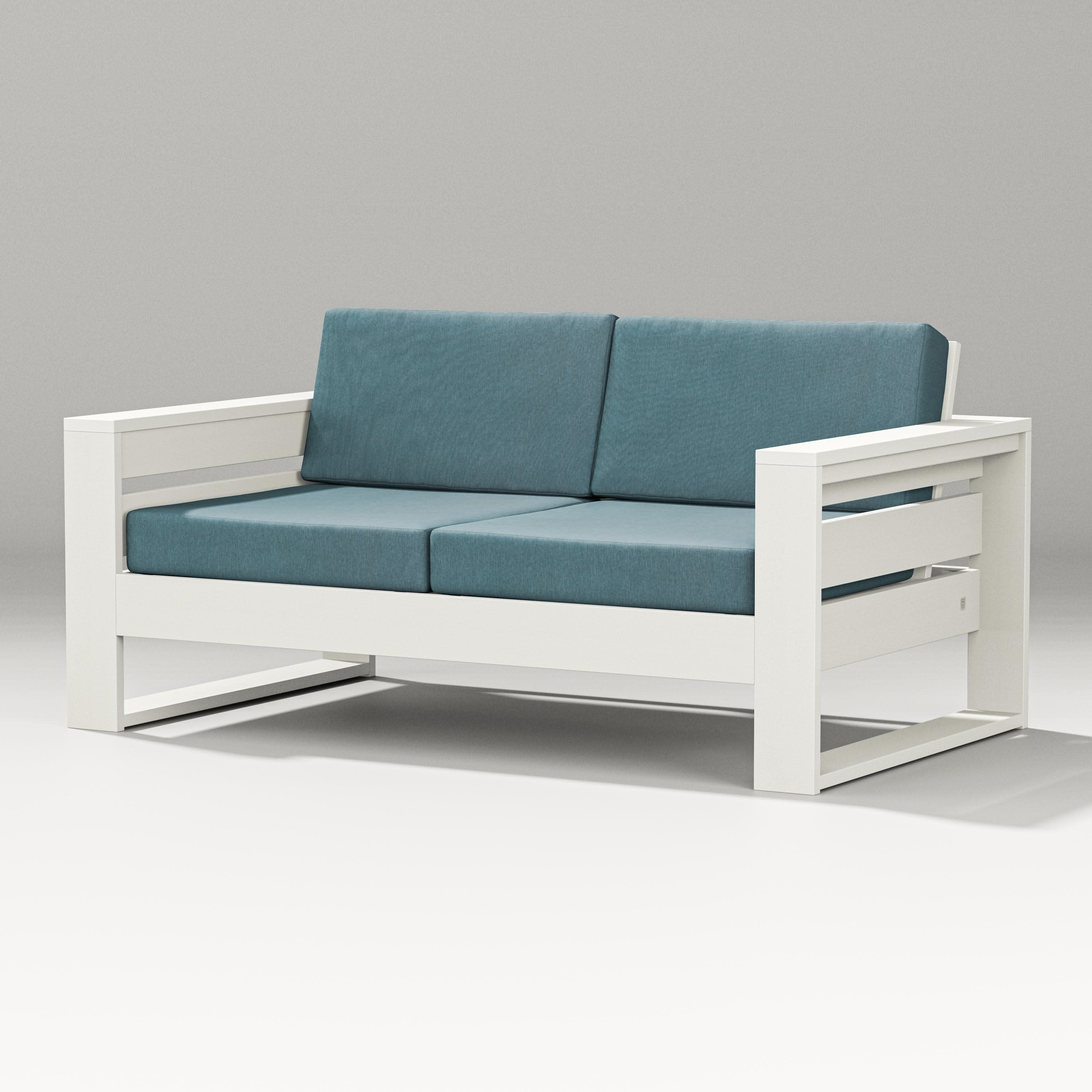 Latitude Loveseat in Vintage White / Ocean Teal