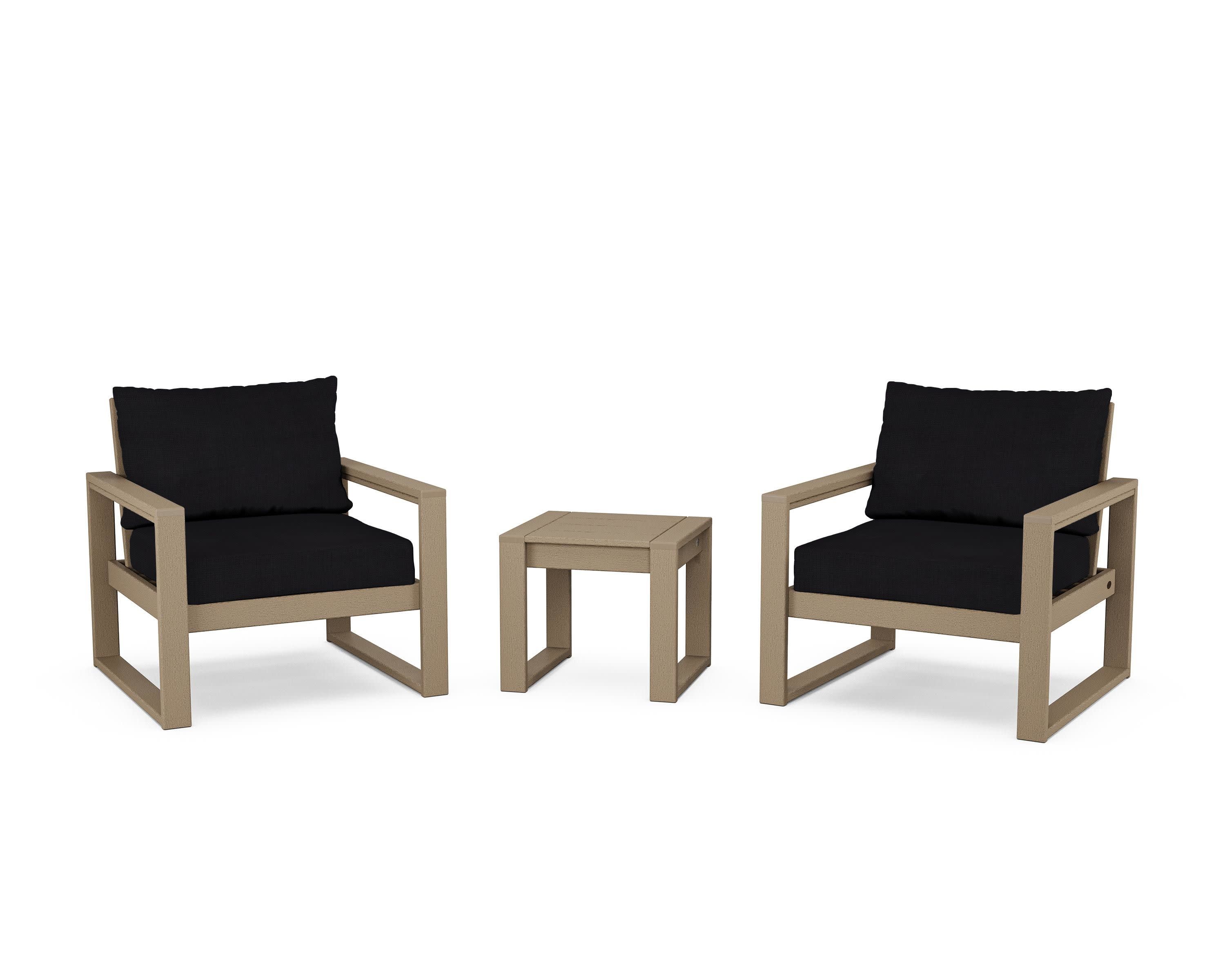 EDGE Sectional 3-Piece Deep Seating Set in Vintage Sahara / Midnight Linen