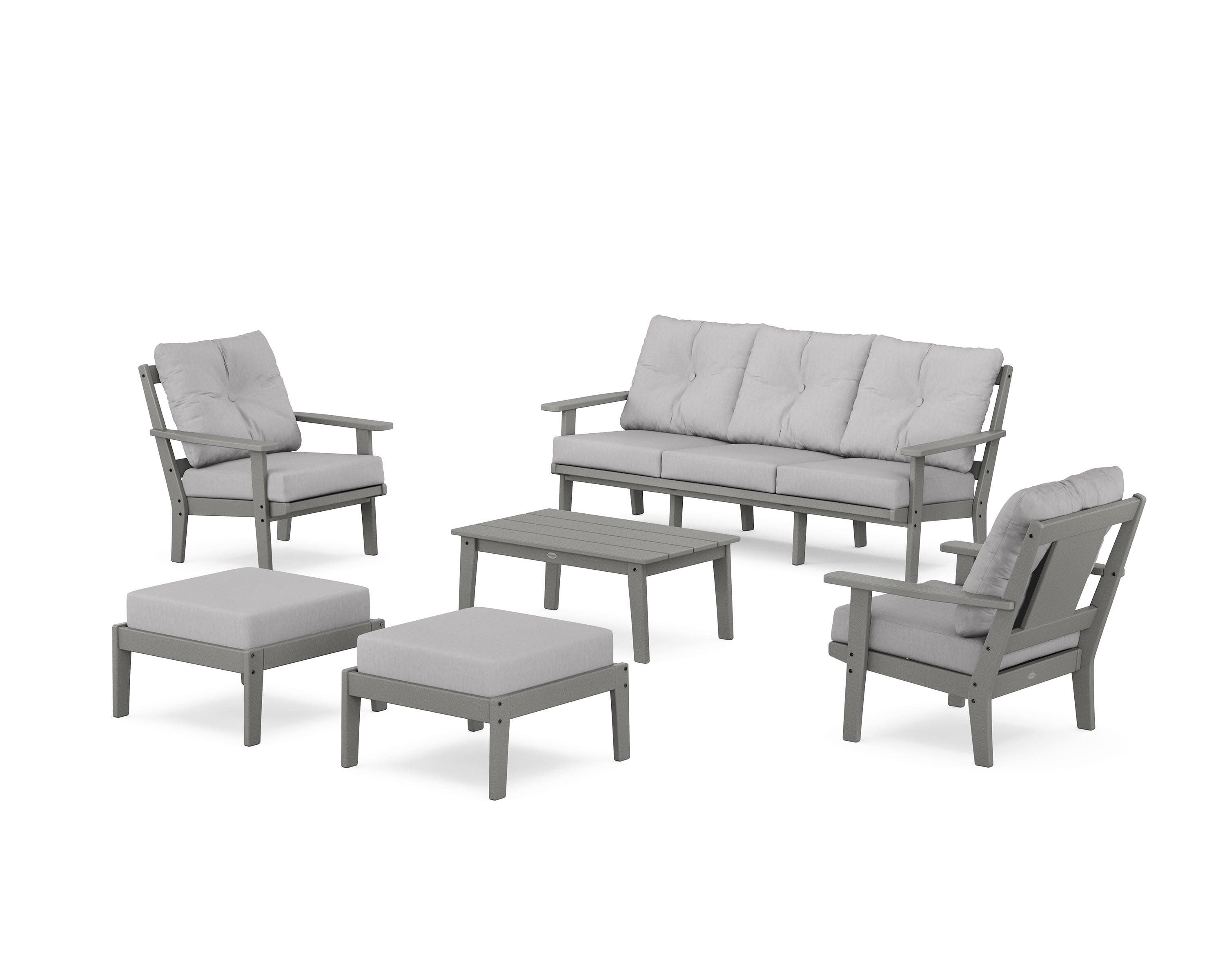 Prairie 6-Piece Lounge Sofa Set in Slate Grey / Granite