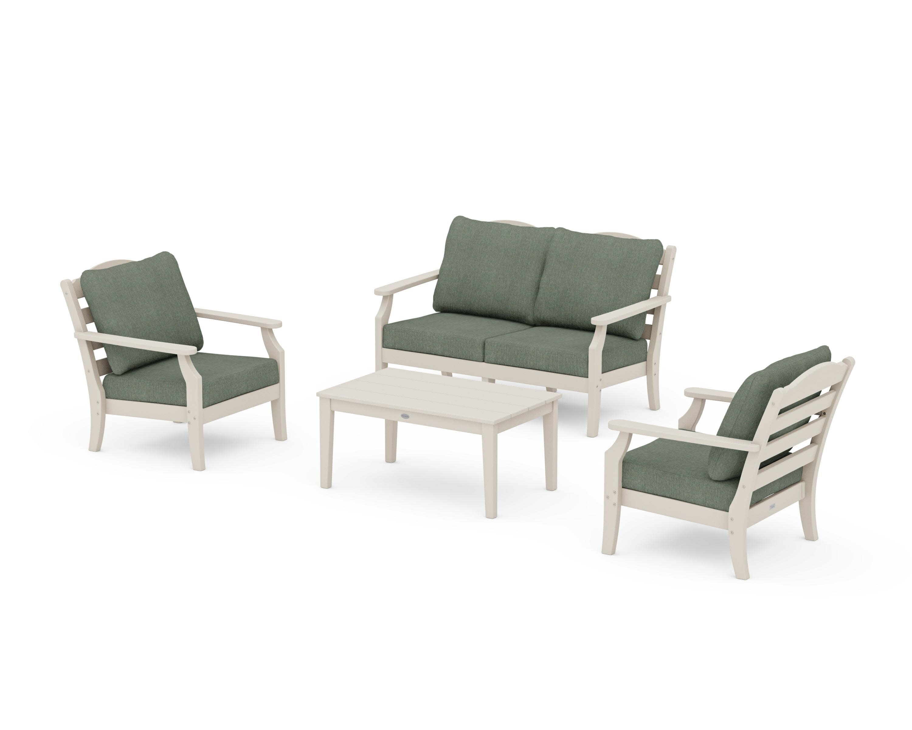Savannah 4-Piece Deep Seating Set with Loveseat in Sand / Cast Sage