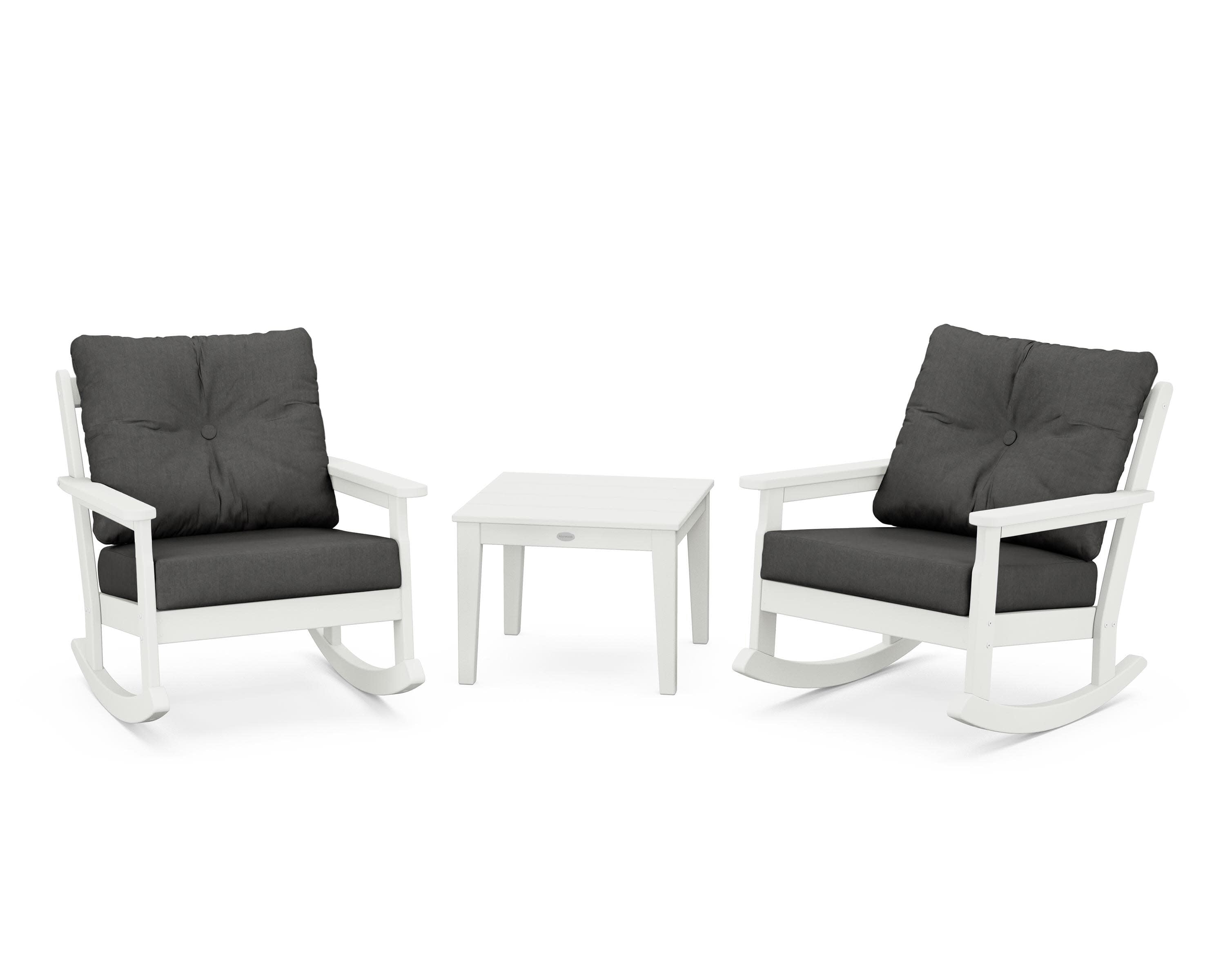 Vineyard 3-Piece Deep Seating Rocker Set in Vintage White / Spectrum Carbon