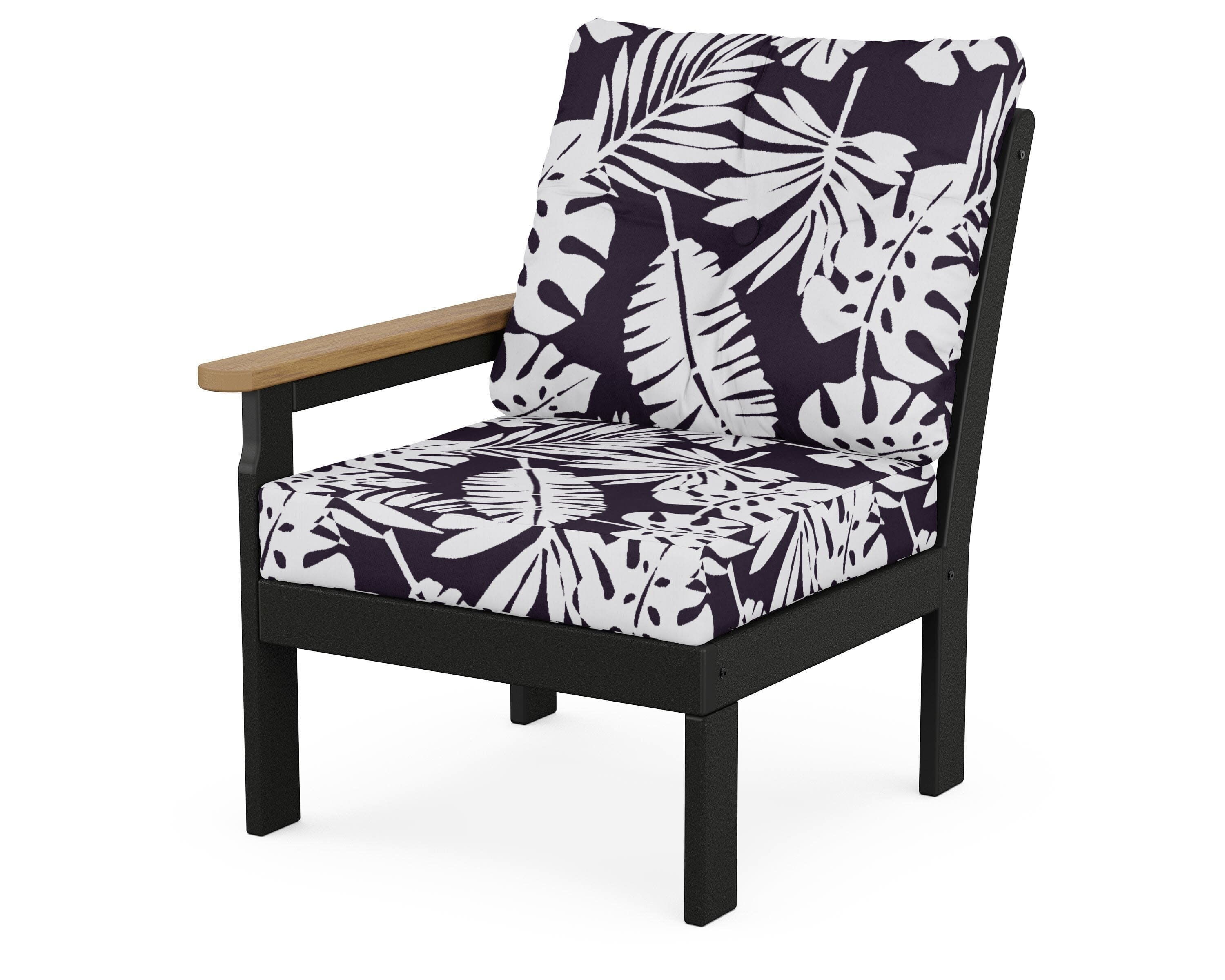 Vineyard Modular Left Arm Chair in Black / Natural / Leaf Navy