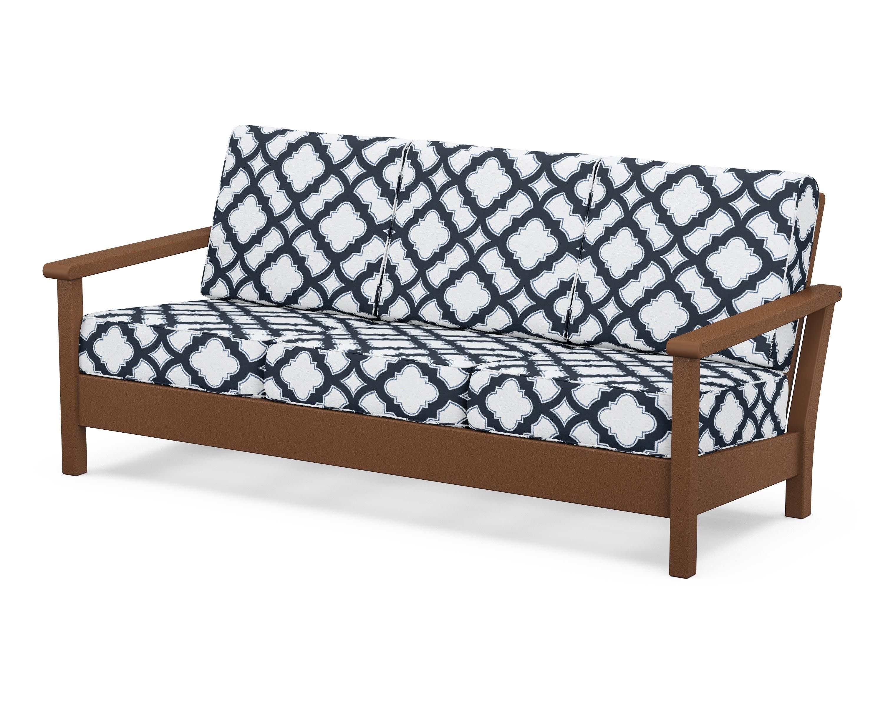 Harbour Deep Seating Sofa in Teak / Trellis Marine Indigo