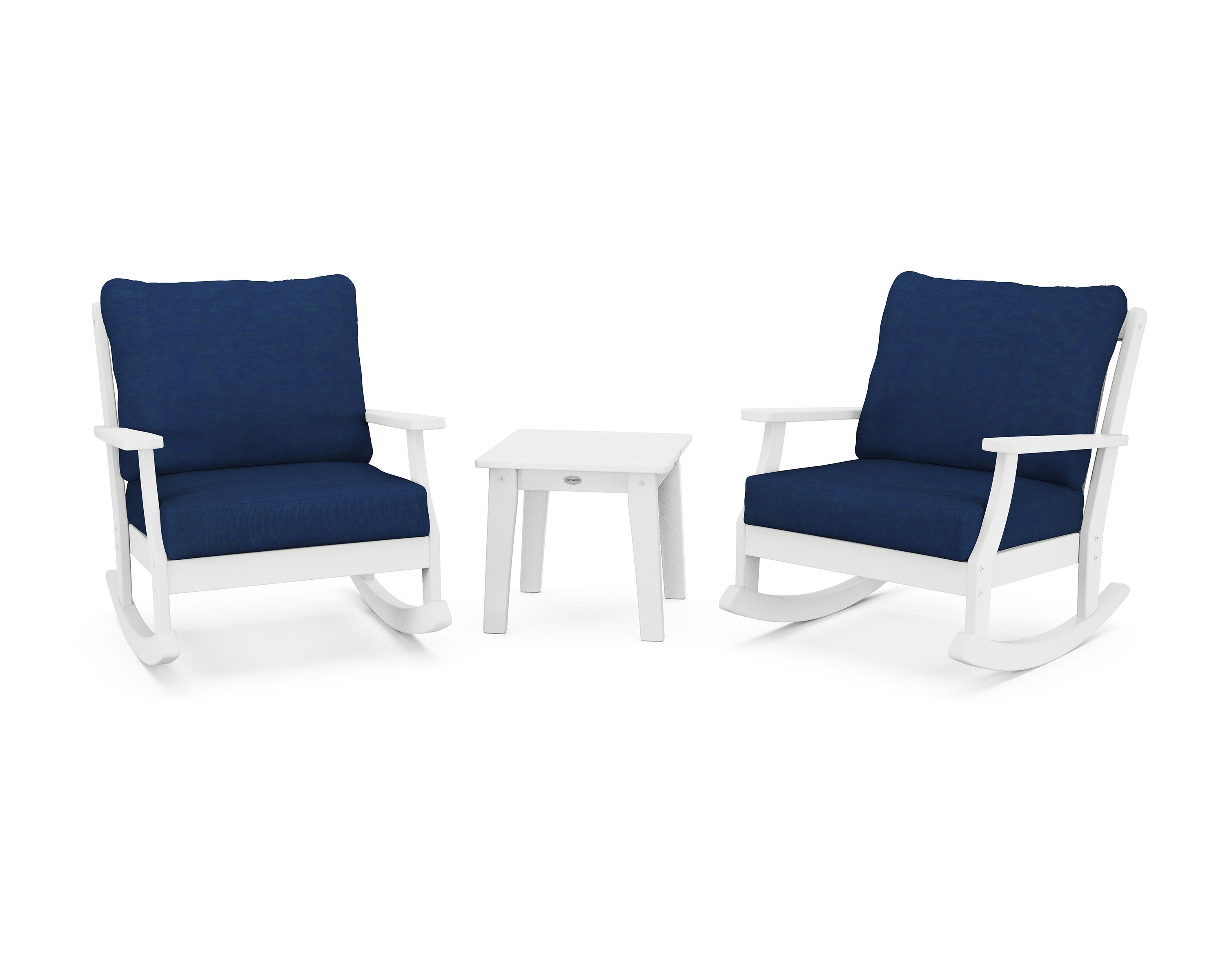 Braxton 3-Piece Deep Seating Rocker Set in White / Navy