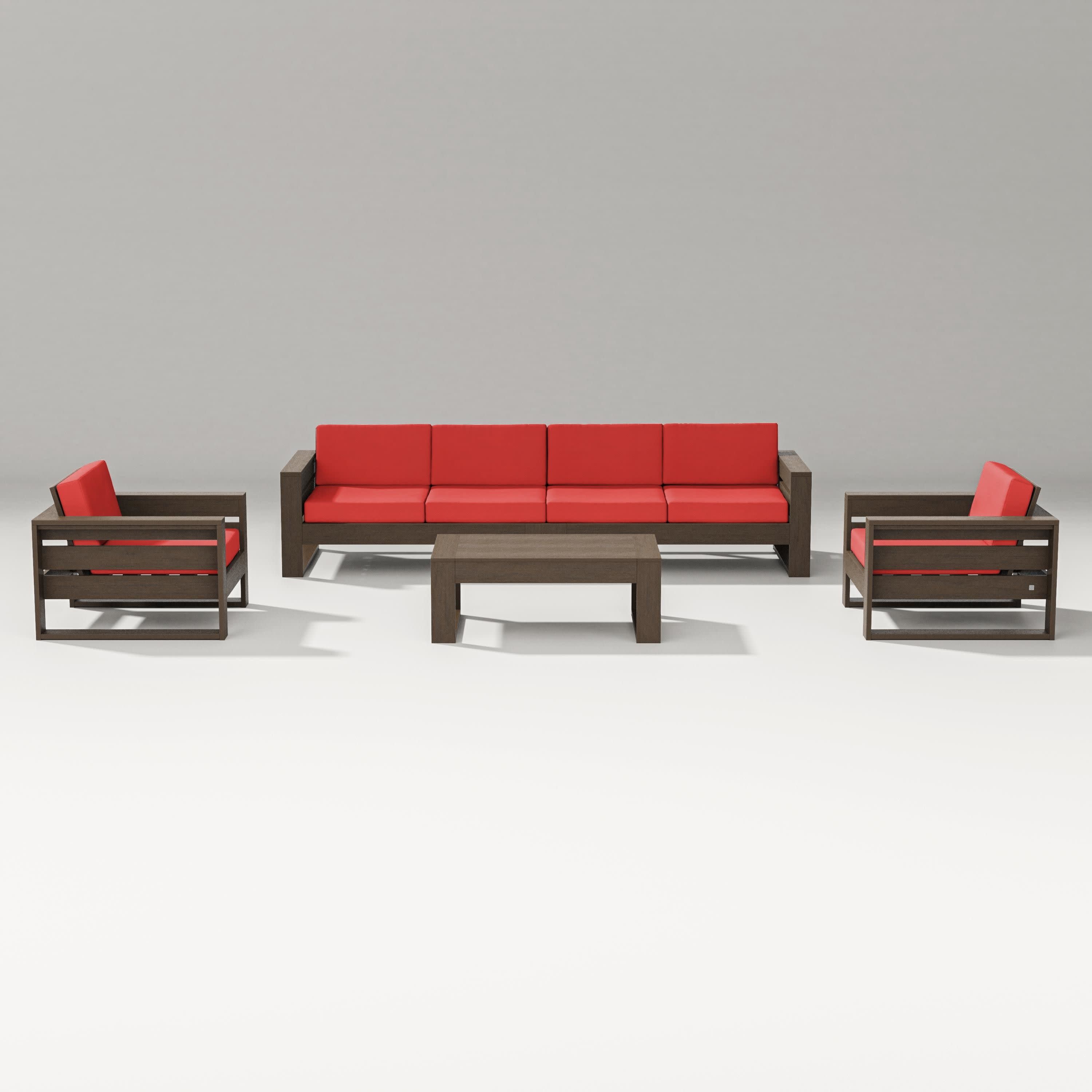 Latitude 5-Piece Lounge Sofa Set in Kona / Crimson Linen