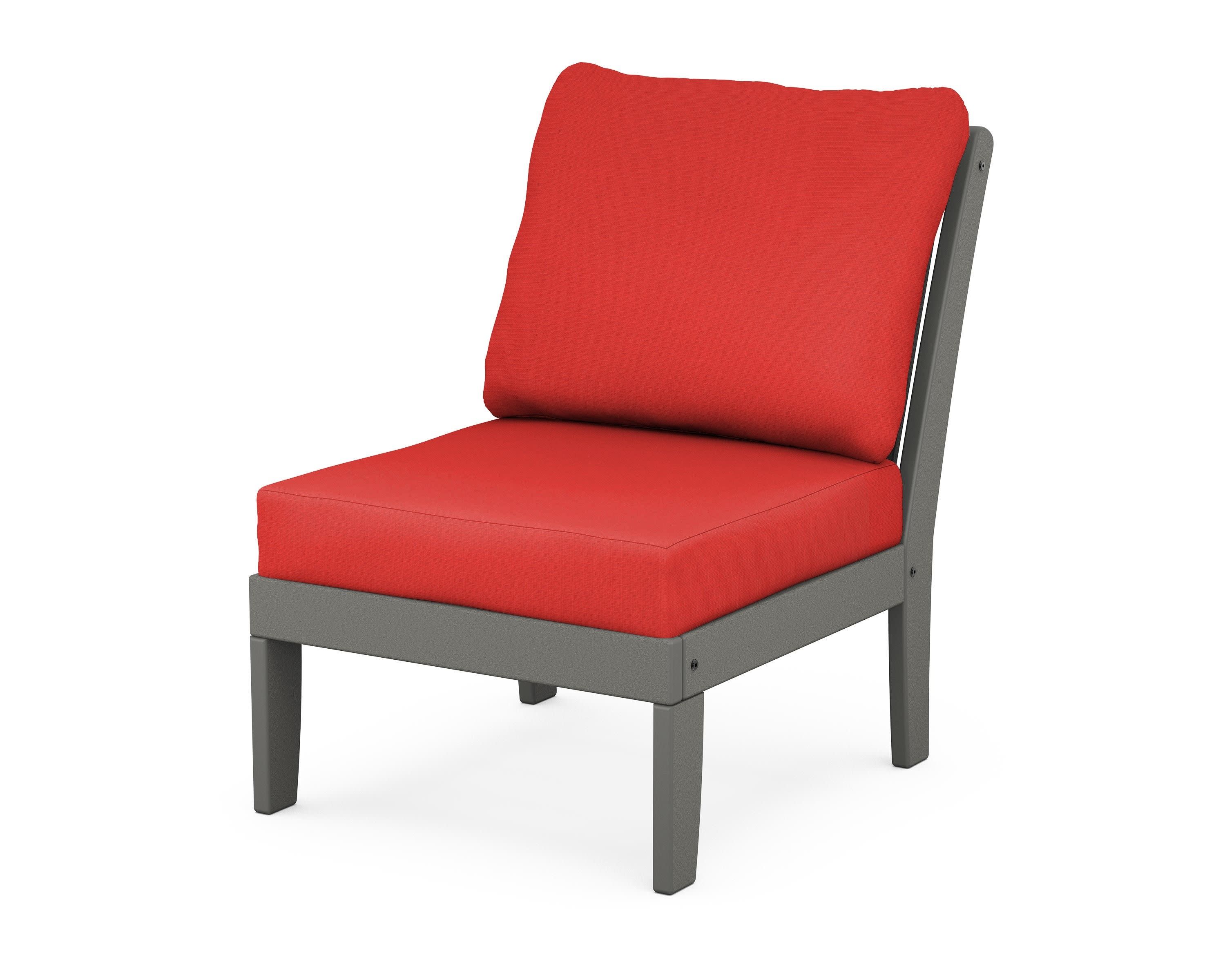 Braxton Modular Armless Chair in Slate Grey / Crimson Linen