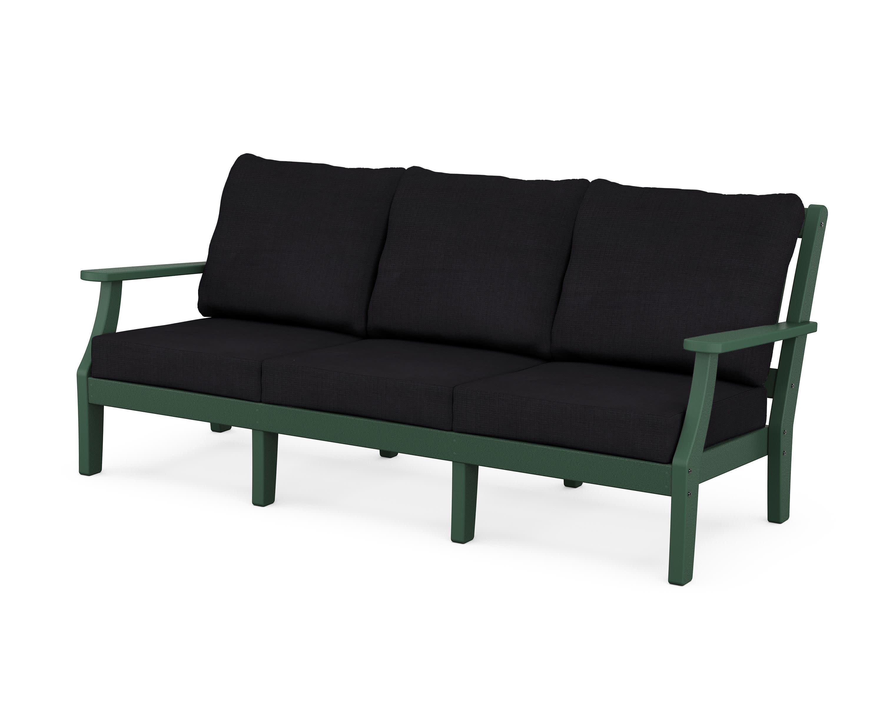 Chinoiserie Deep Seating Sofa in Green / Midnight Linen