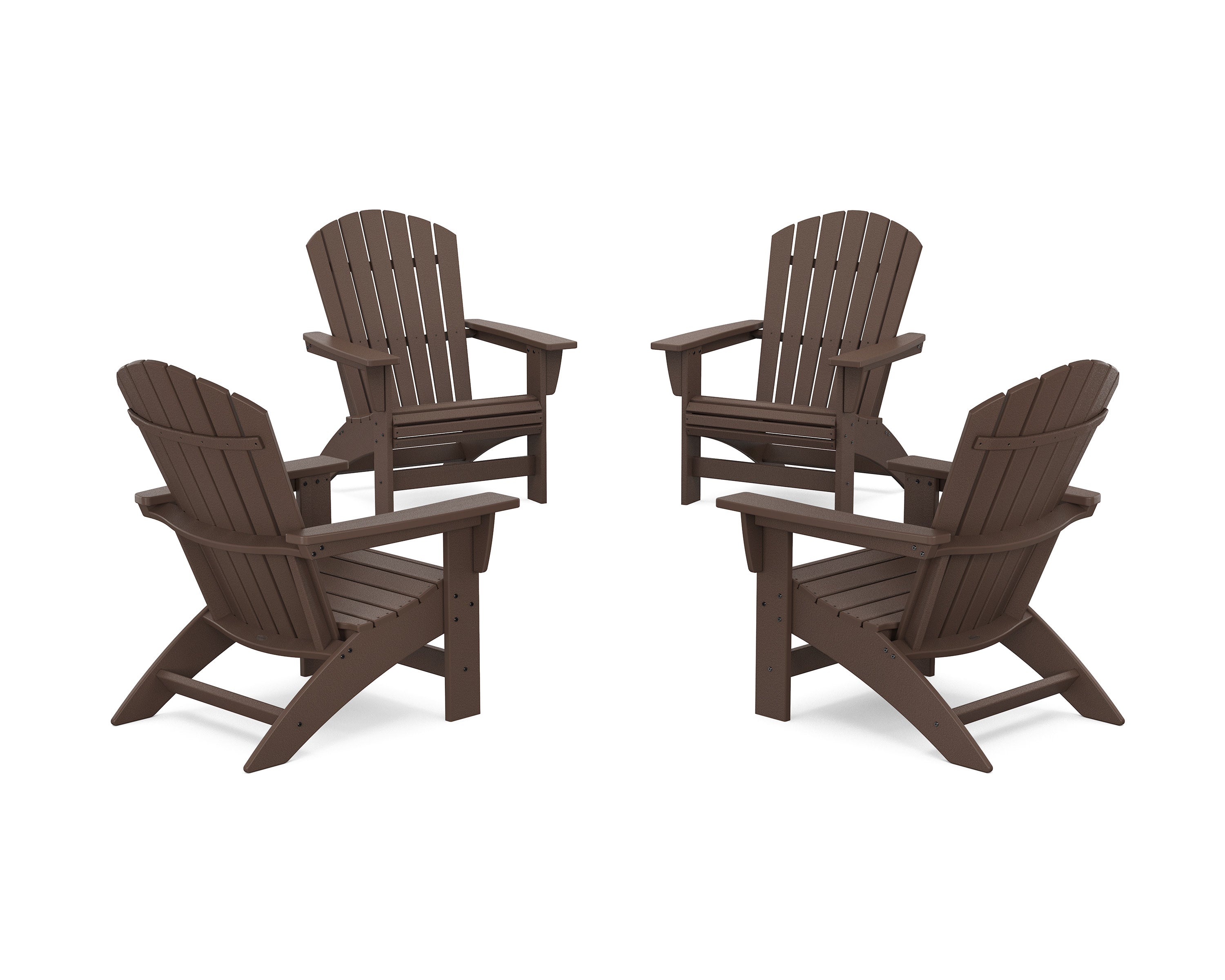 4-Piece Nautical Grand Adirondack Chair Conversation Set in Mahogany