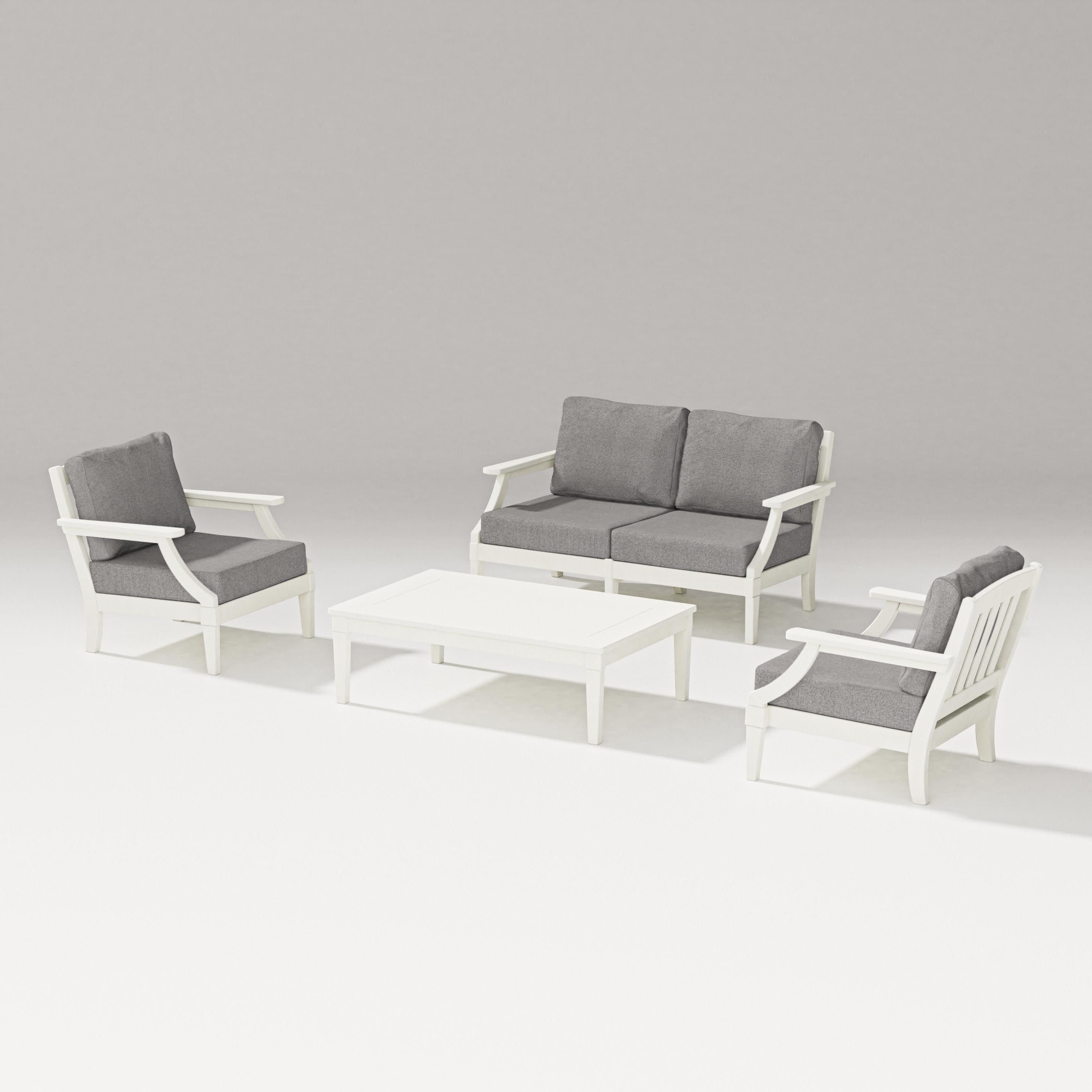 Estate Lounge 4-Piece Loveseat Set in Vintage White / Grey Mist