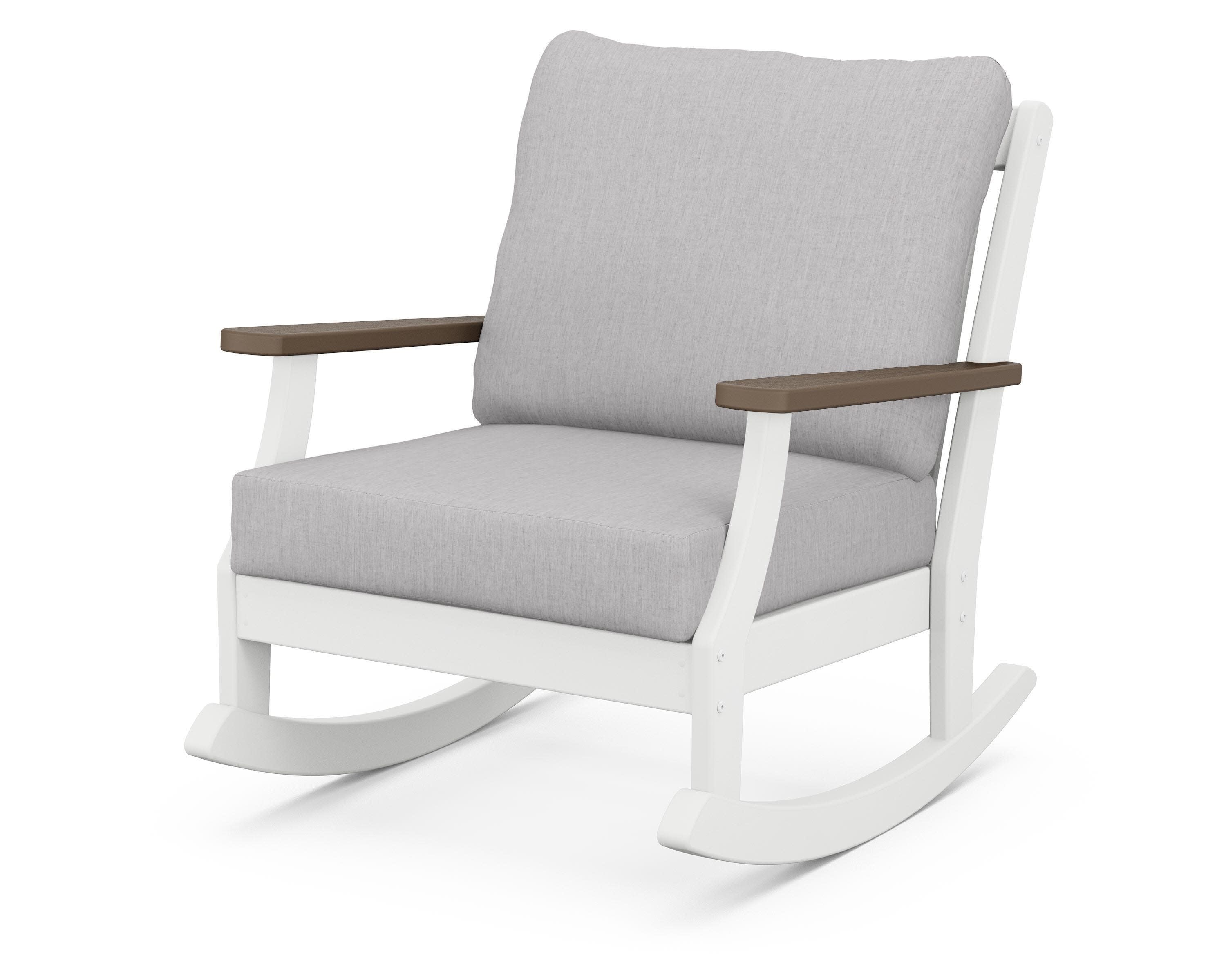 Braxton Deep Seating Rocking Chair in White / Kona / Granite