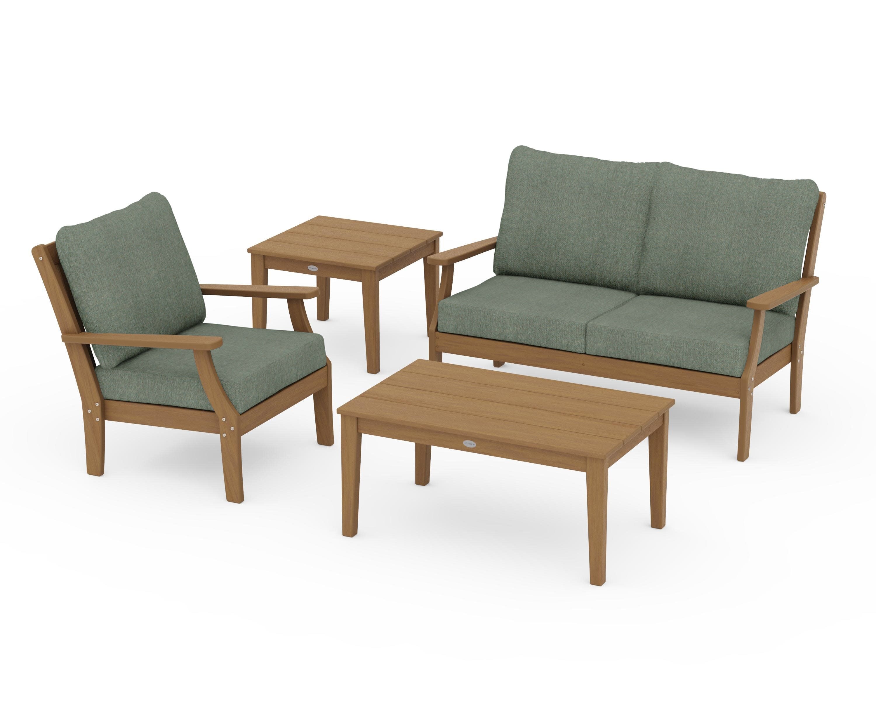 Braxton 4-Piece Deep Seating Set in Natural / Cast Sage