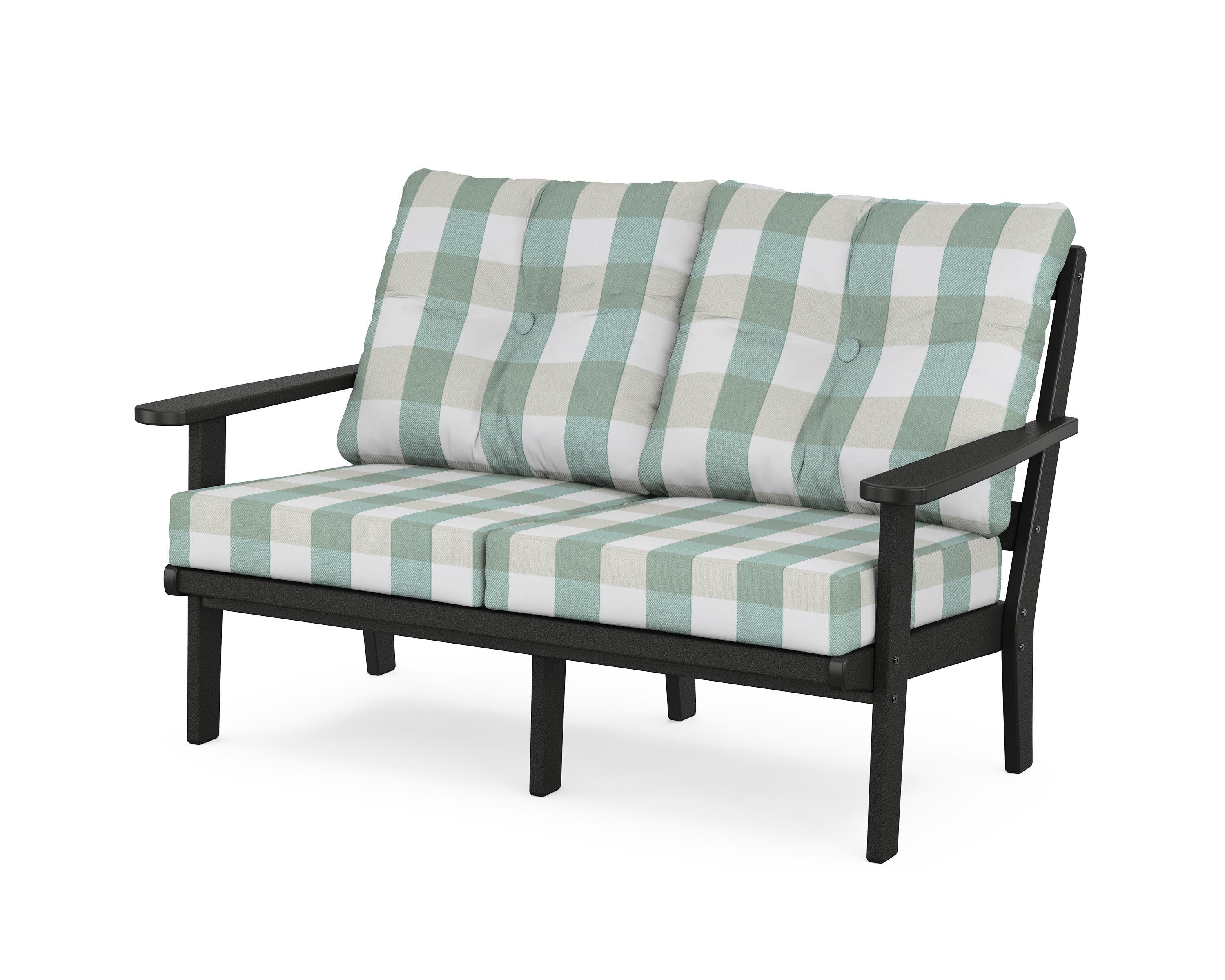 Mission Deep SeatingLoveseat in Black / Buffalo Plaid Glacier Spa