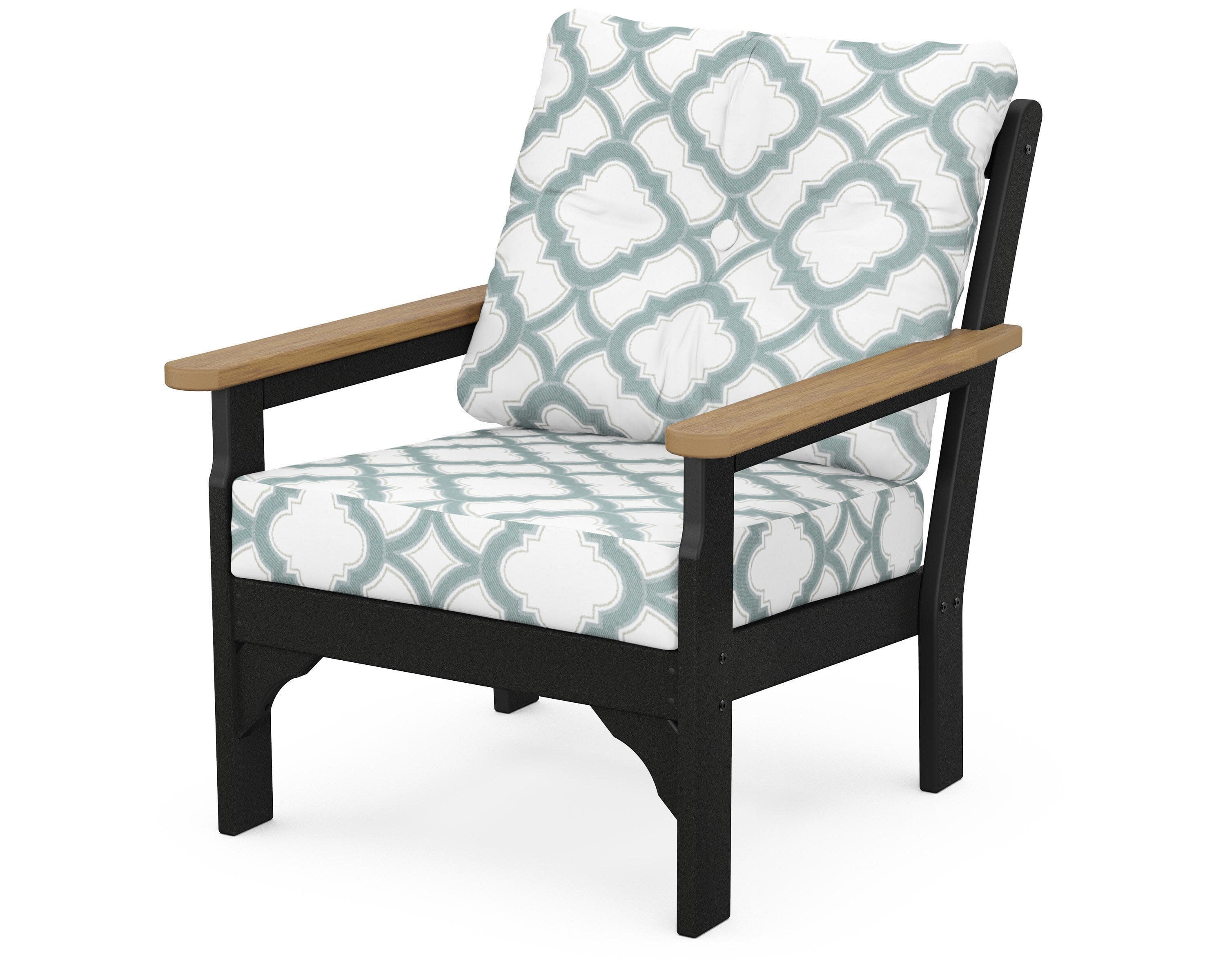 Vineyard Deep Seating Chair in Black / Natural / Trellis Glacier Spa
