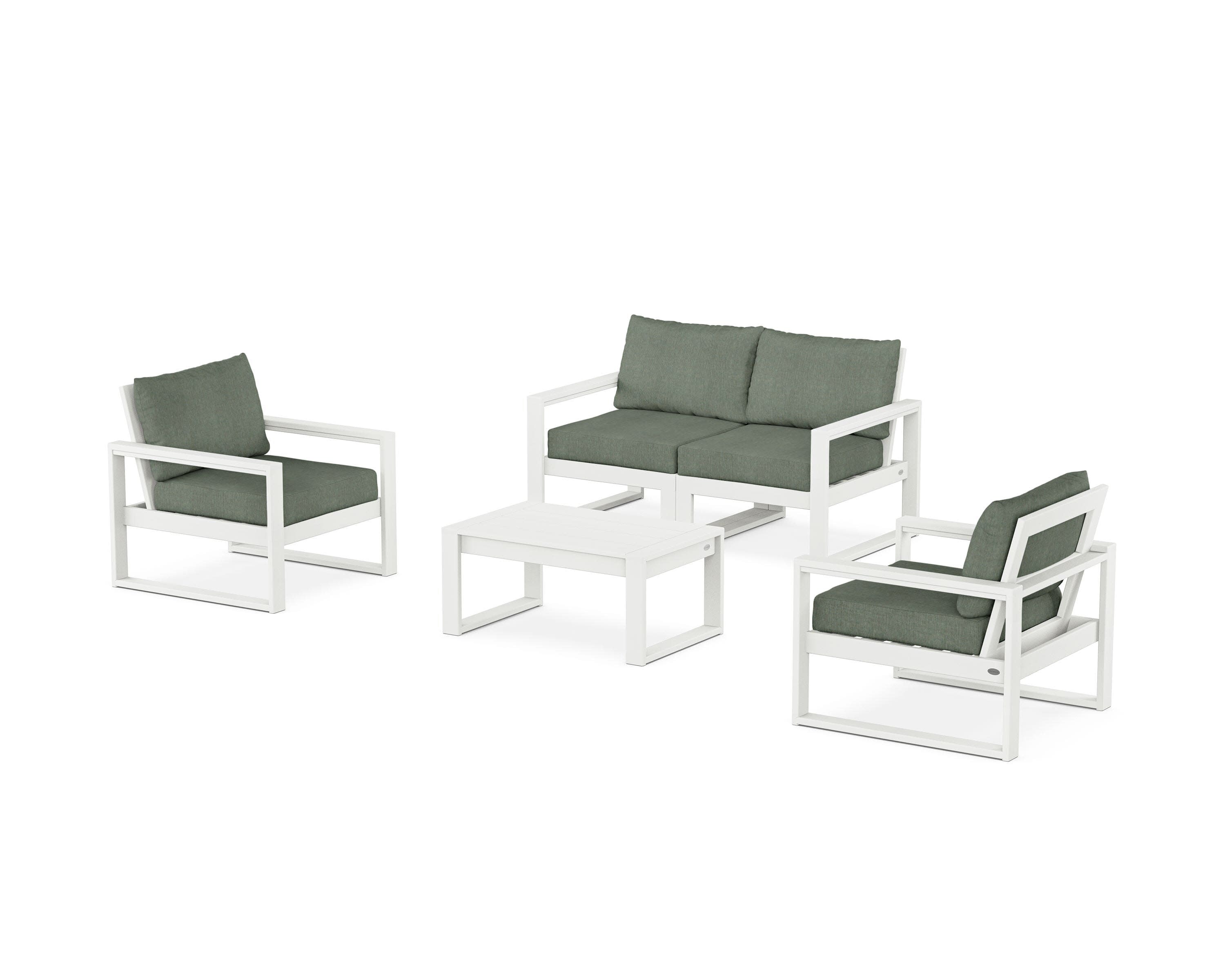 EDGE Sectional 4-Piece Deep Seating Set with Loveseat in Vintage White / Cast Sage