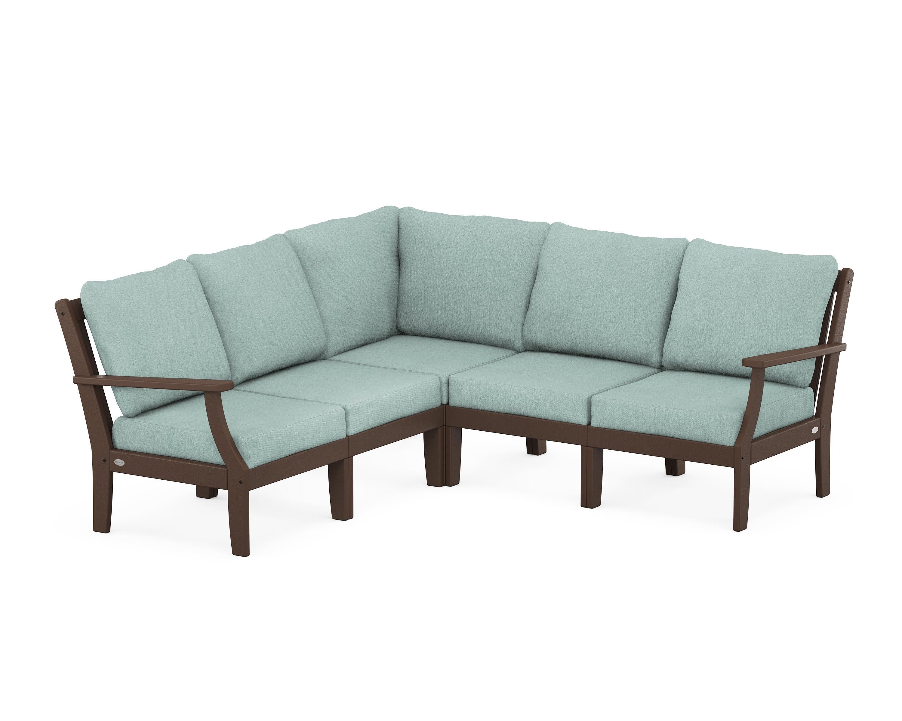 Braxton Modular 5-Piece Deep Seating Set in Mahogany / Glacier Spa