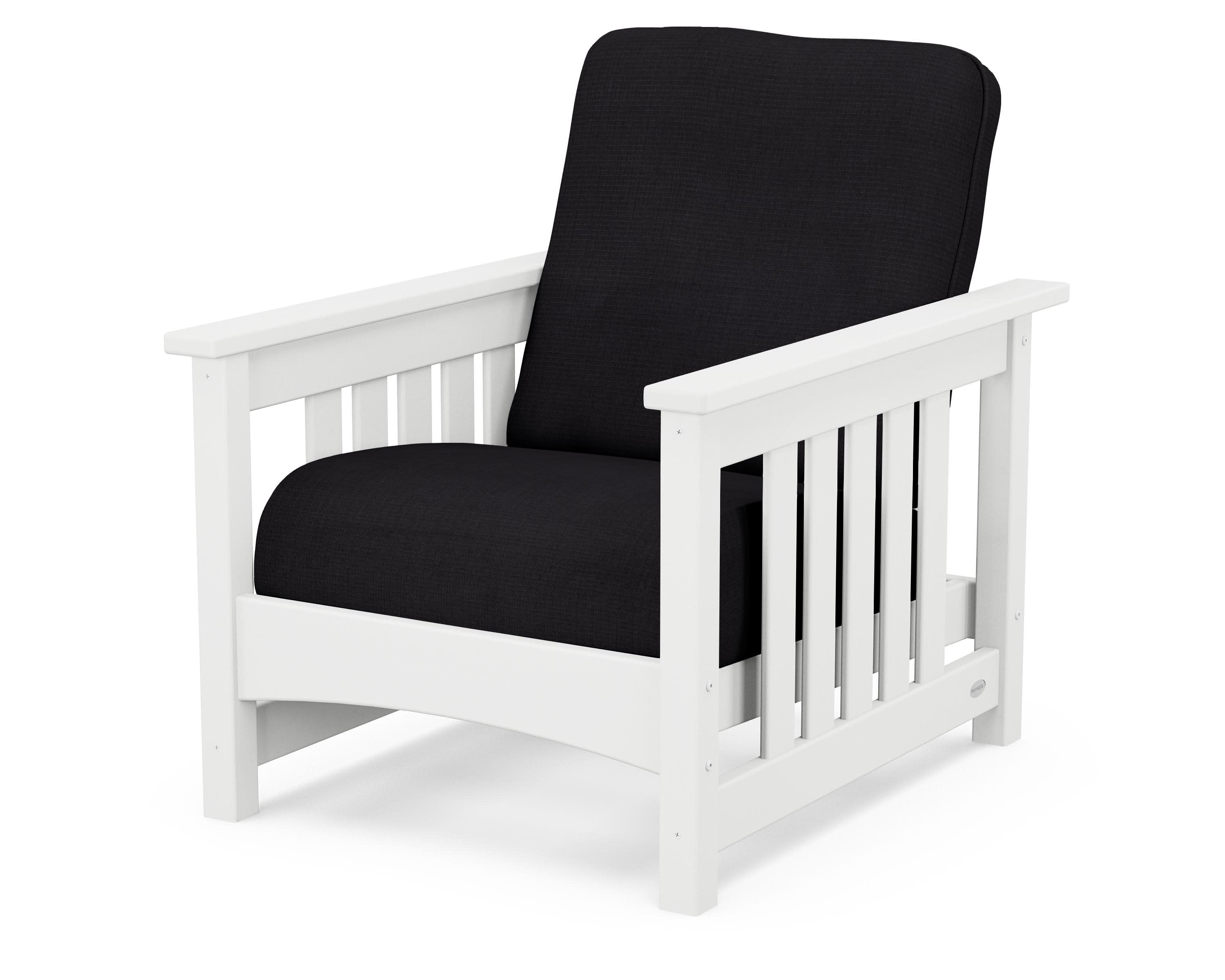 Club Mission Chair in White / Midnight Linen