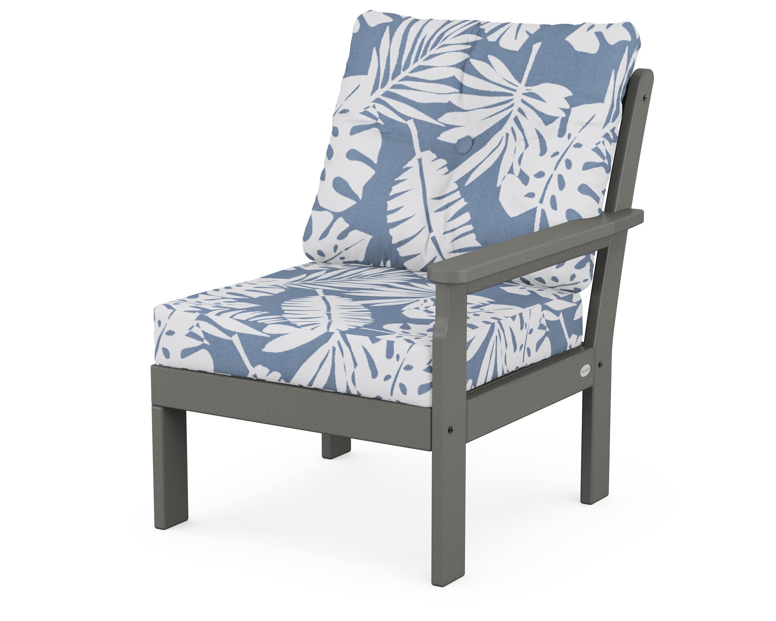 Vineyard Modular Right Arm Chair in Slate Grey / Leaf Sky Blue