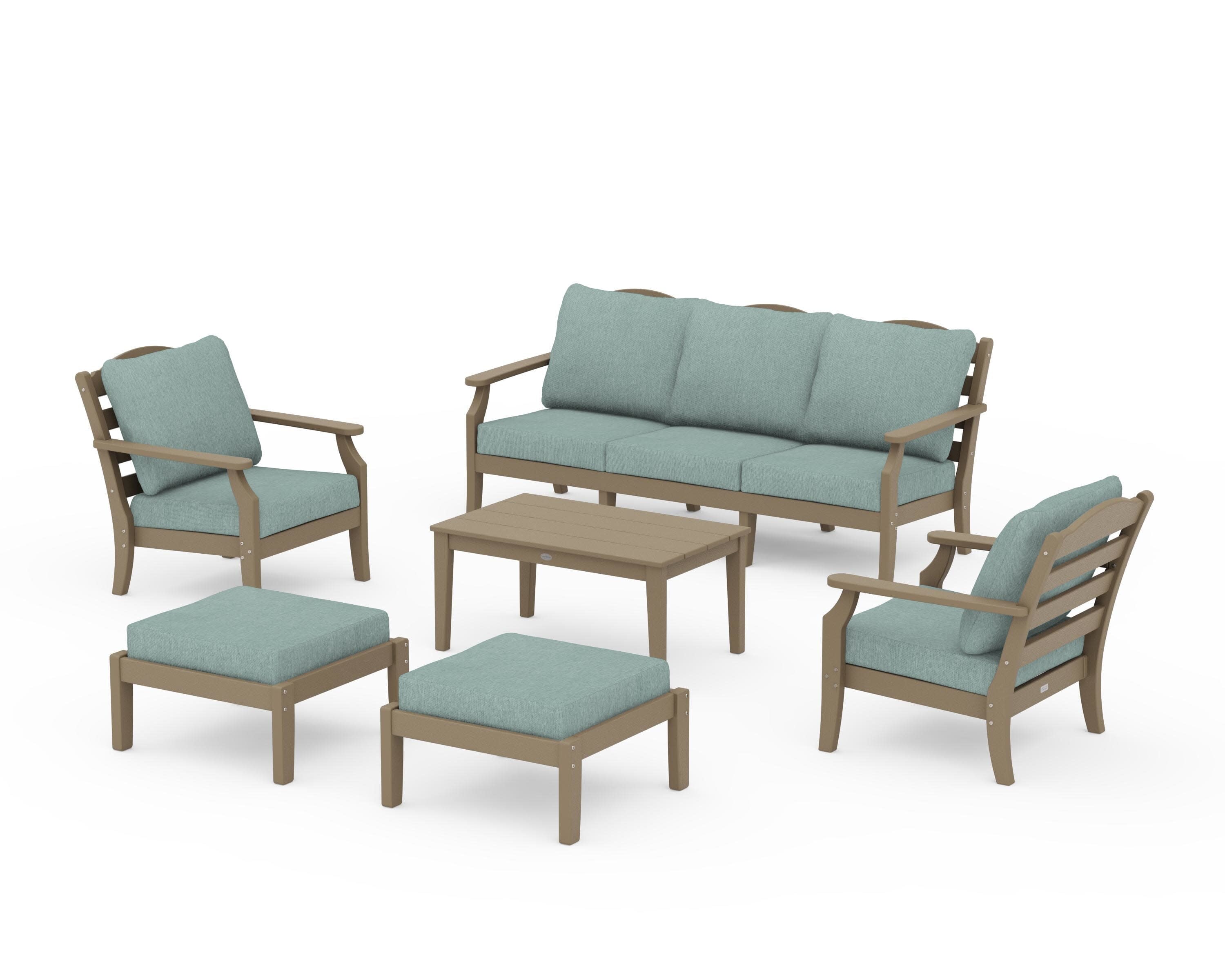 Savannah 6-Piece Lounge Sofa Set in Vintage Sahara / Glacier Spa