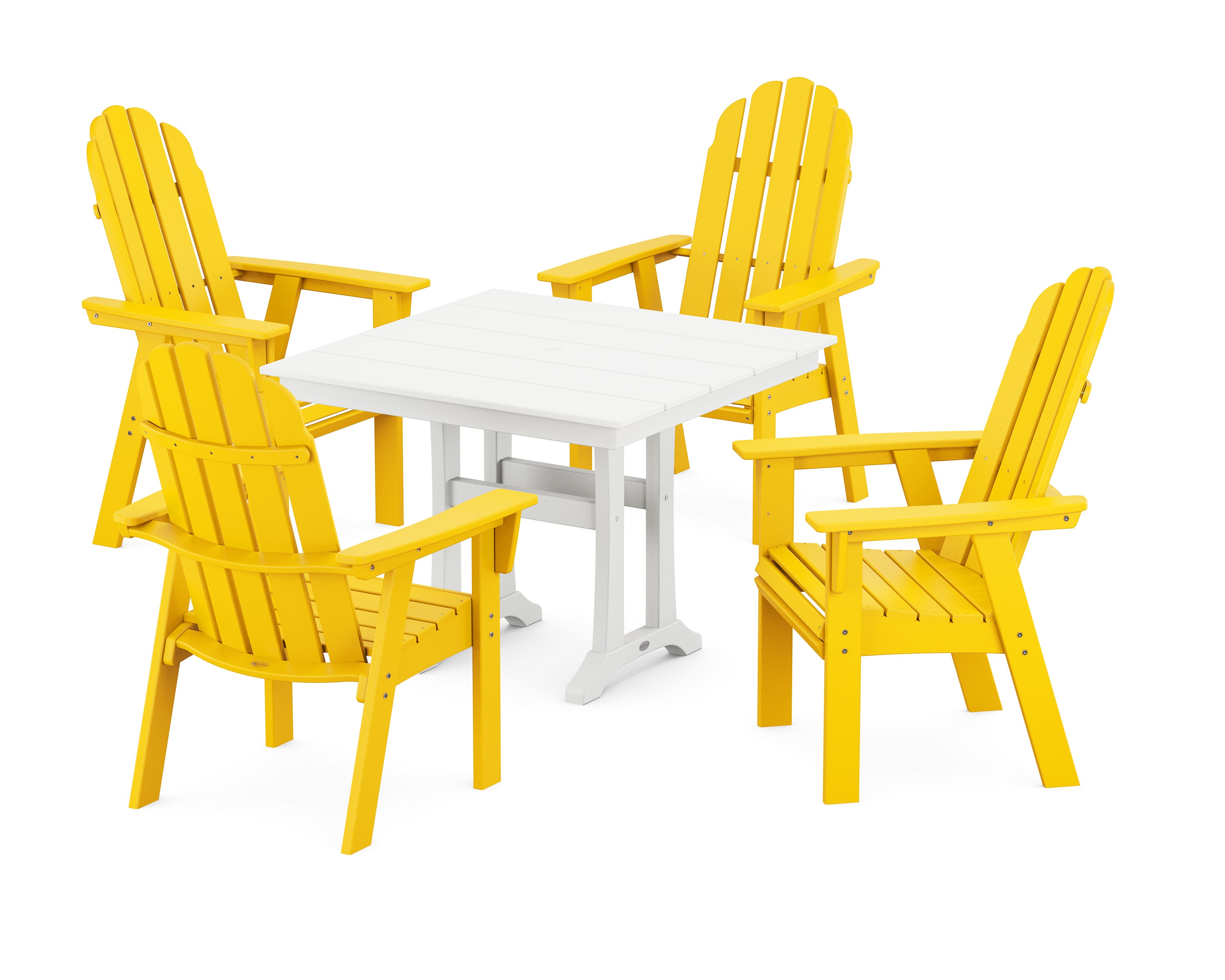 Vineyard Adirondack 5-Piece Farmhouse Dining Set With Trestle Legs in Lemon / White