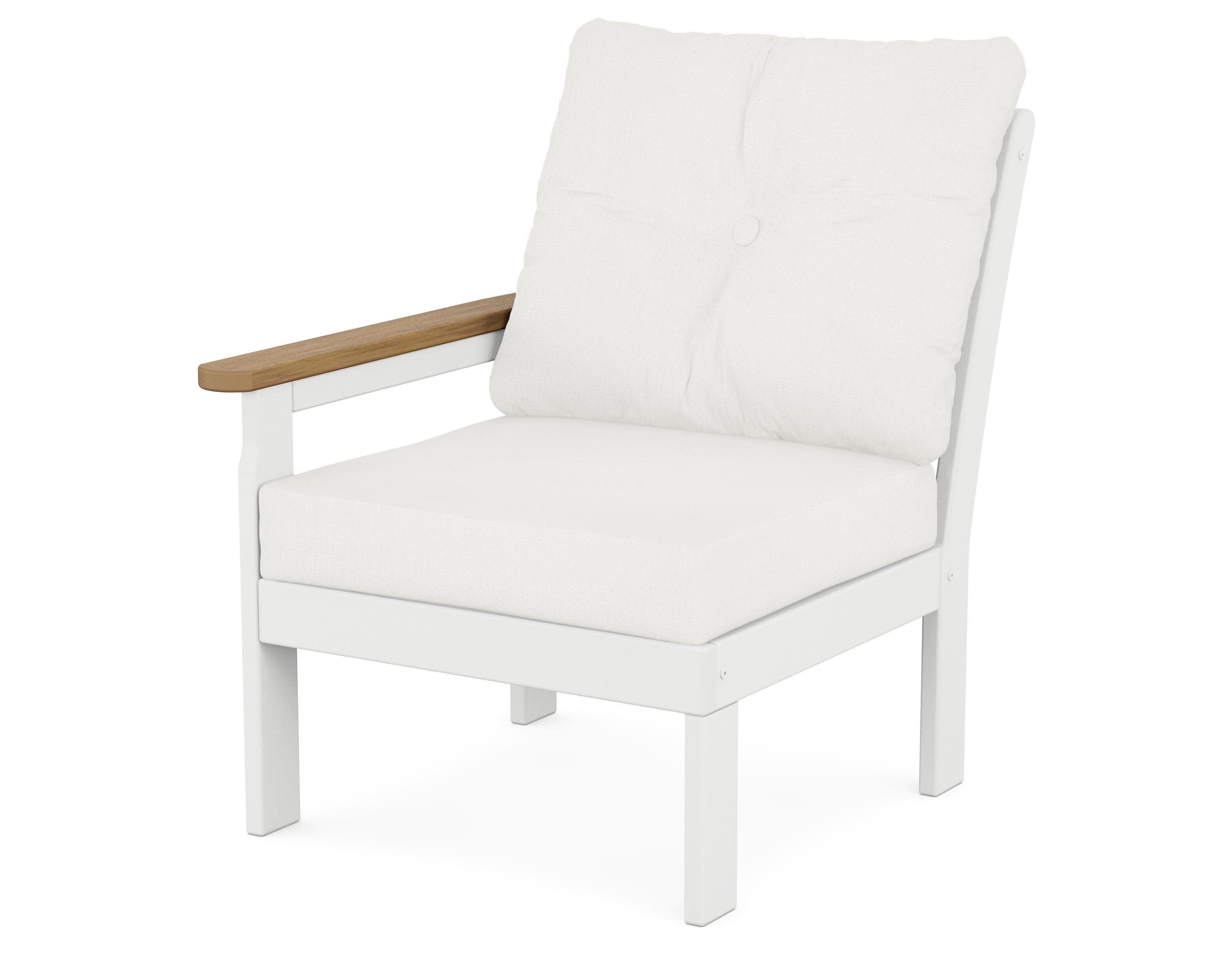 Vineyard Modular Left Arm Chair in White / Natural / Natural Linen