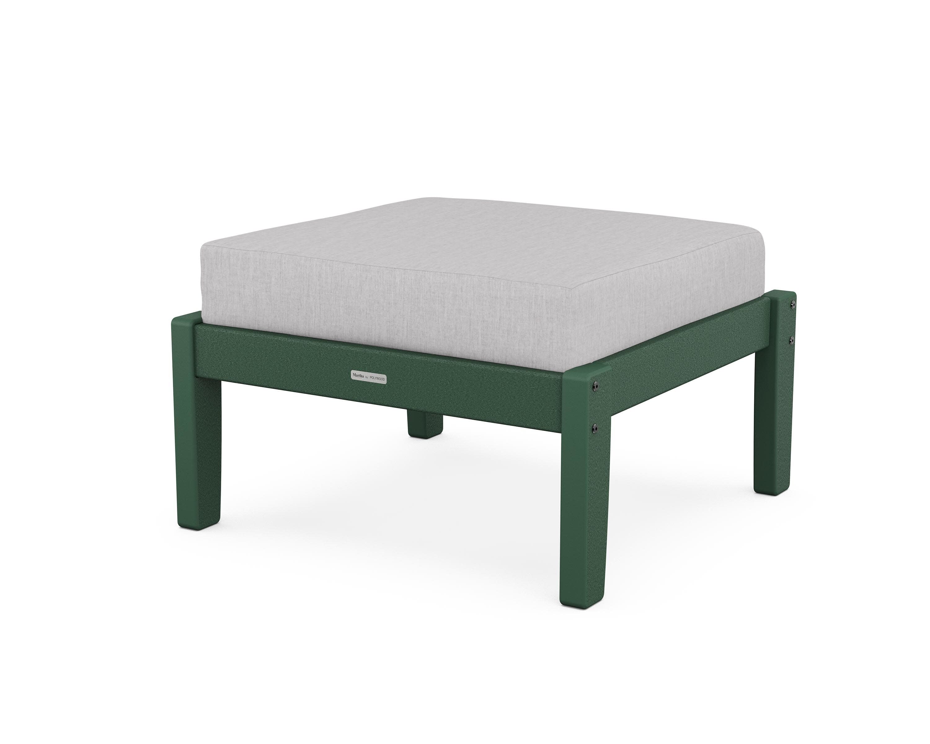 Chinoiserie Deep Seating Ottoman in Green / Granite