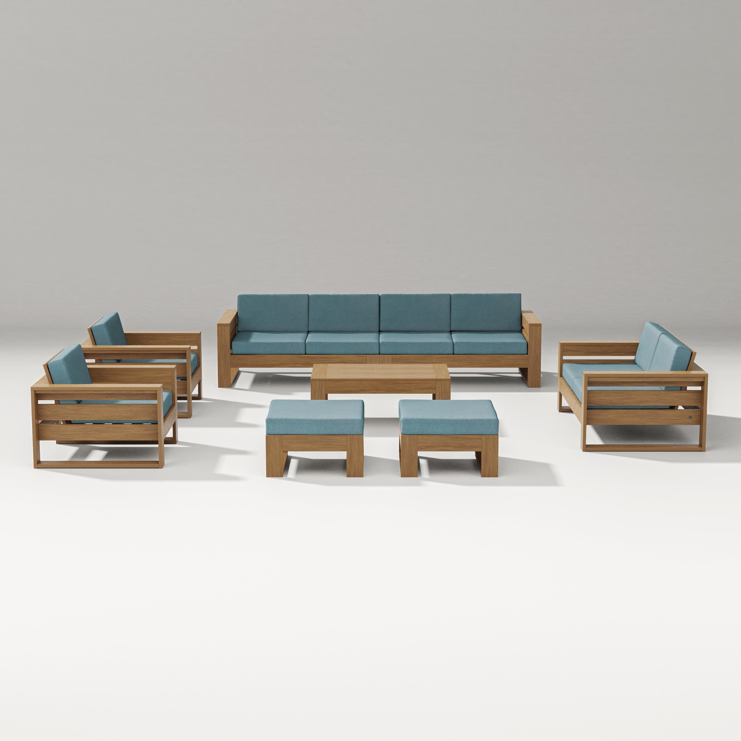 Latitude 8-Piece Lounge Sofa Set in Natural / Ocean Teal