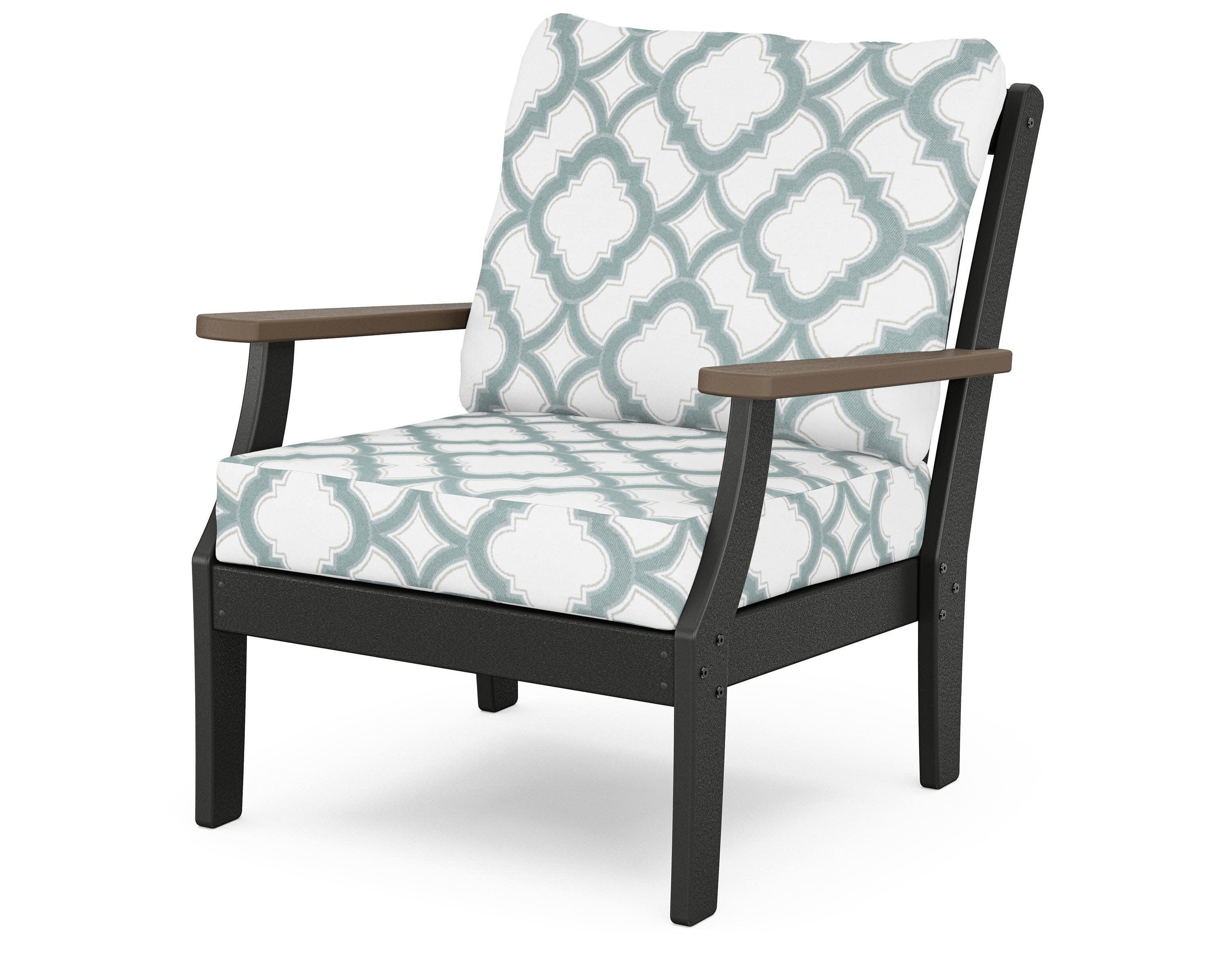 Braxton Deep Seating Chair in Black / Kona / Trellis Glacier Spa