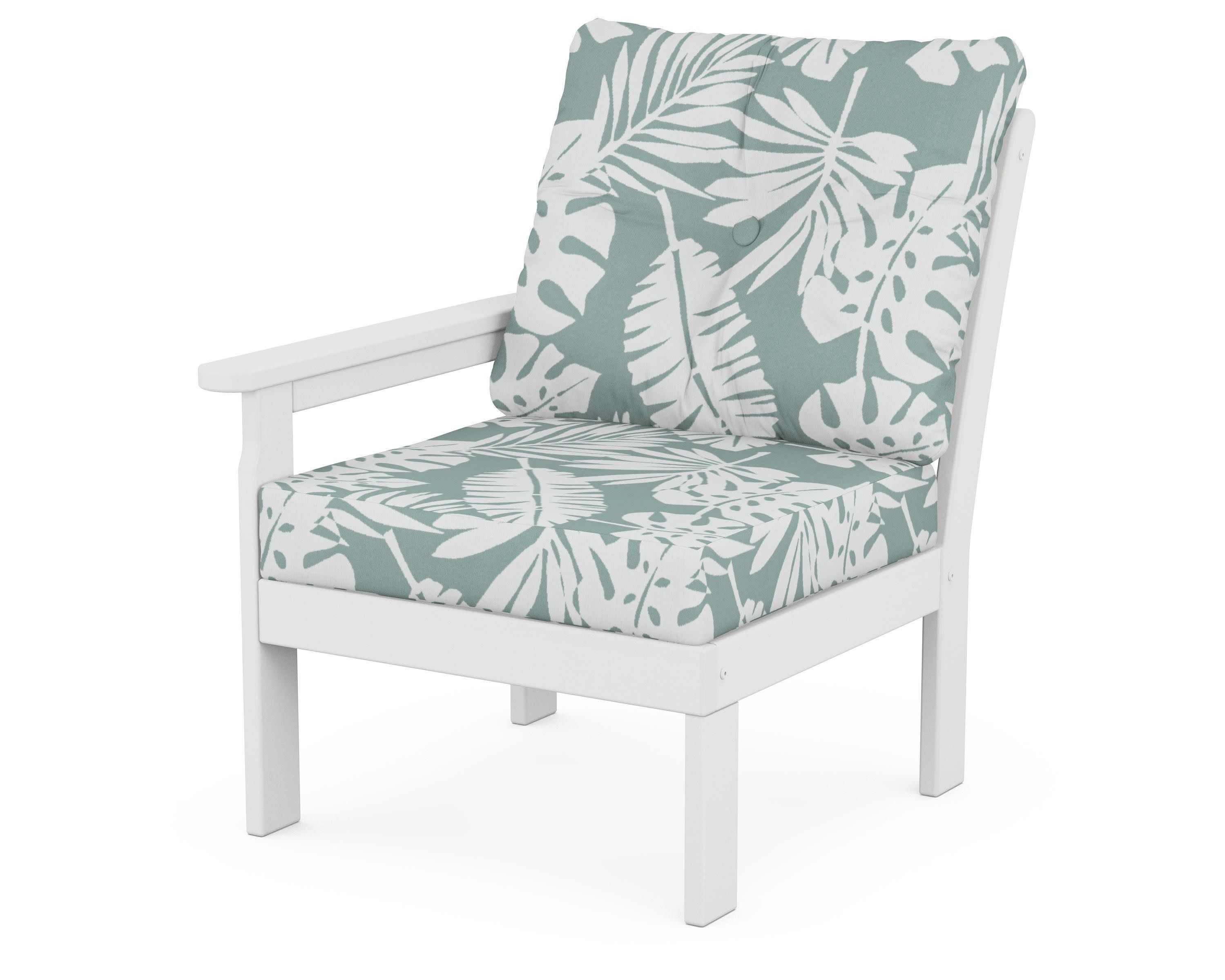Vineyard Modular Left Arm Chair in White / Leaf Glacier Spa