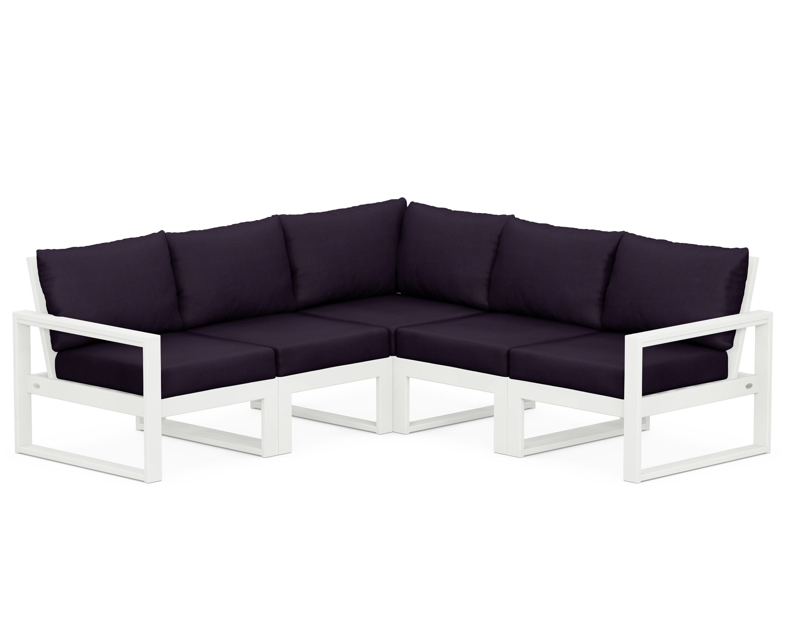 EDGE 5-Piece Modular Deep Seating Set in Vintage White / Navy Linen