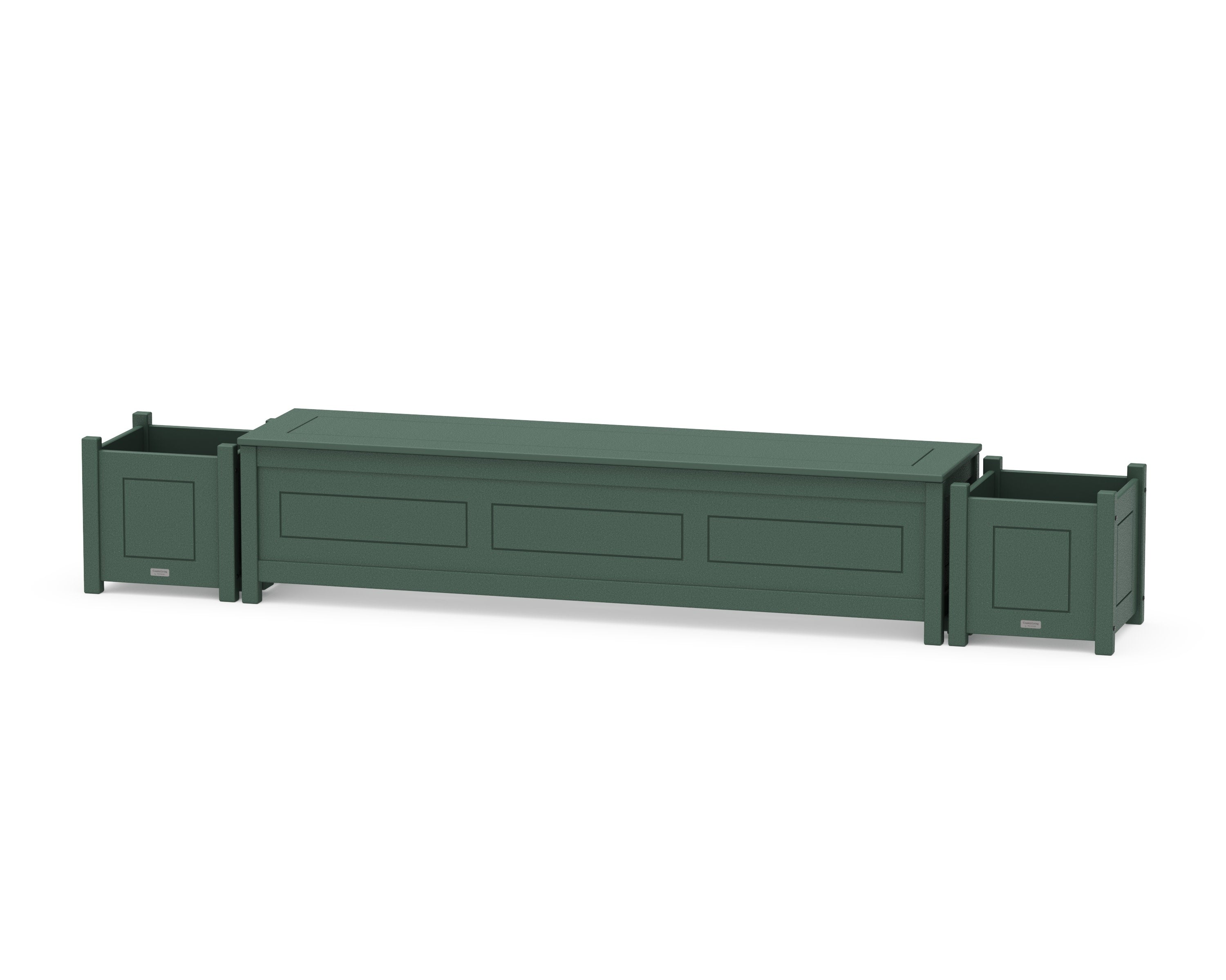 72" Country Living Straight Planter Storage Bench Set in Green