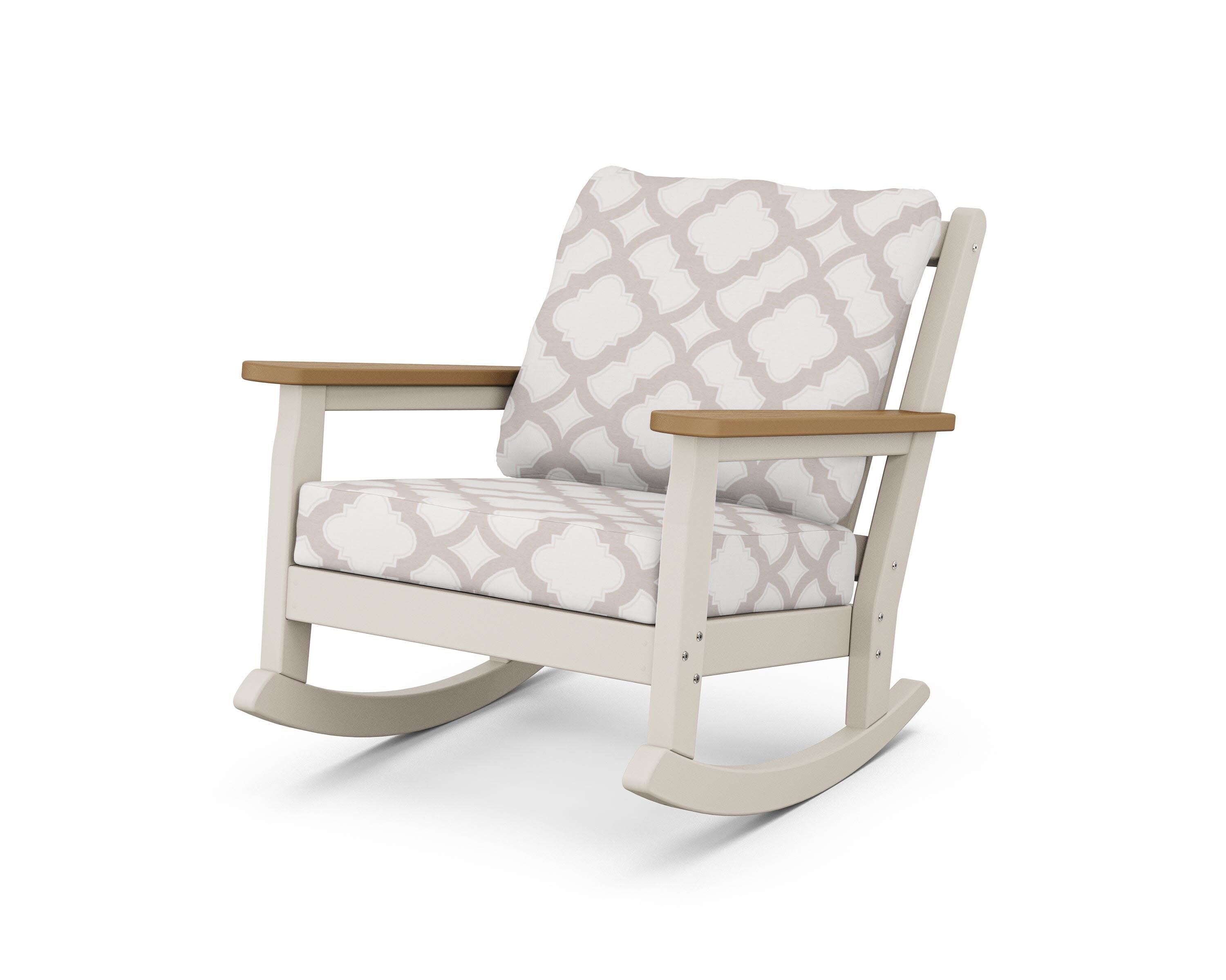 Chippendale Deep Seating Rocking Chair in Sand / Natural / Trellis Dune Burlap