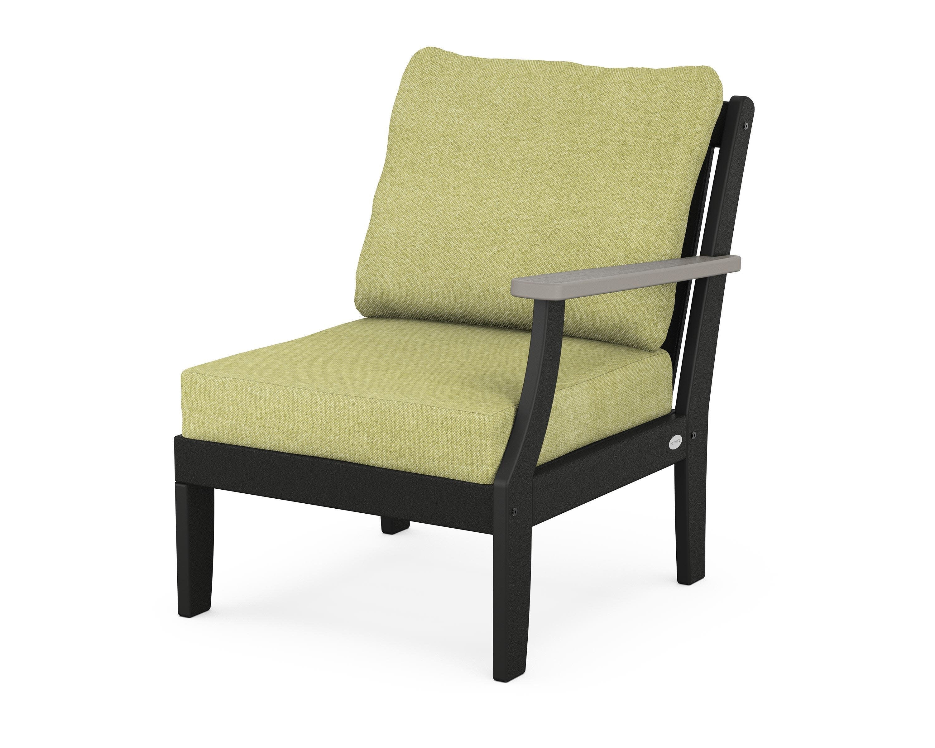Braxton Modular Right Arm Chair in Black / Driftwood / Chartreuse Boucle