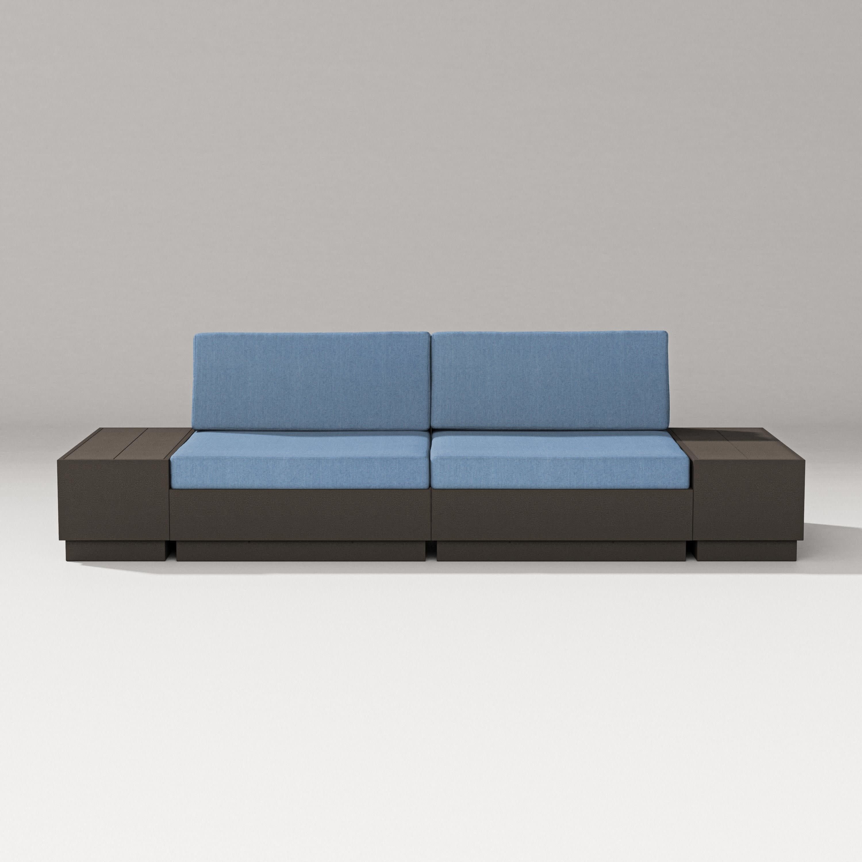 Elevate 4-Piece Loveseat Sectional in Vintage Coffee / Sky Blue