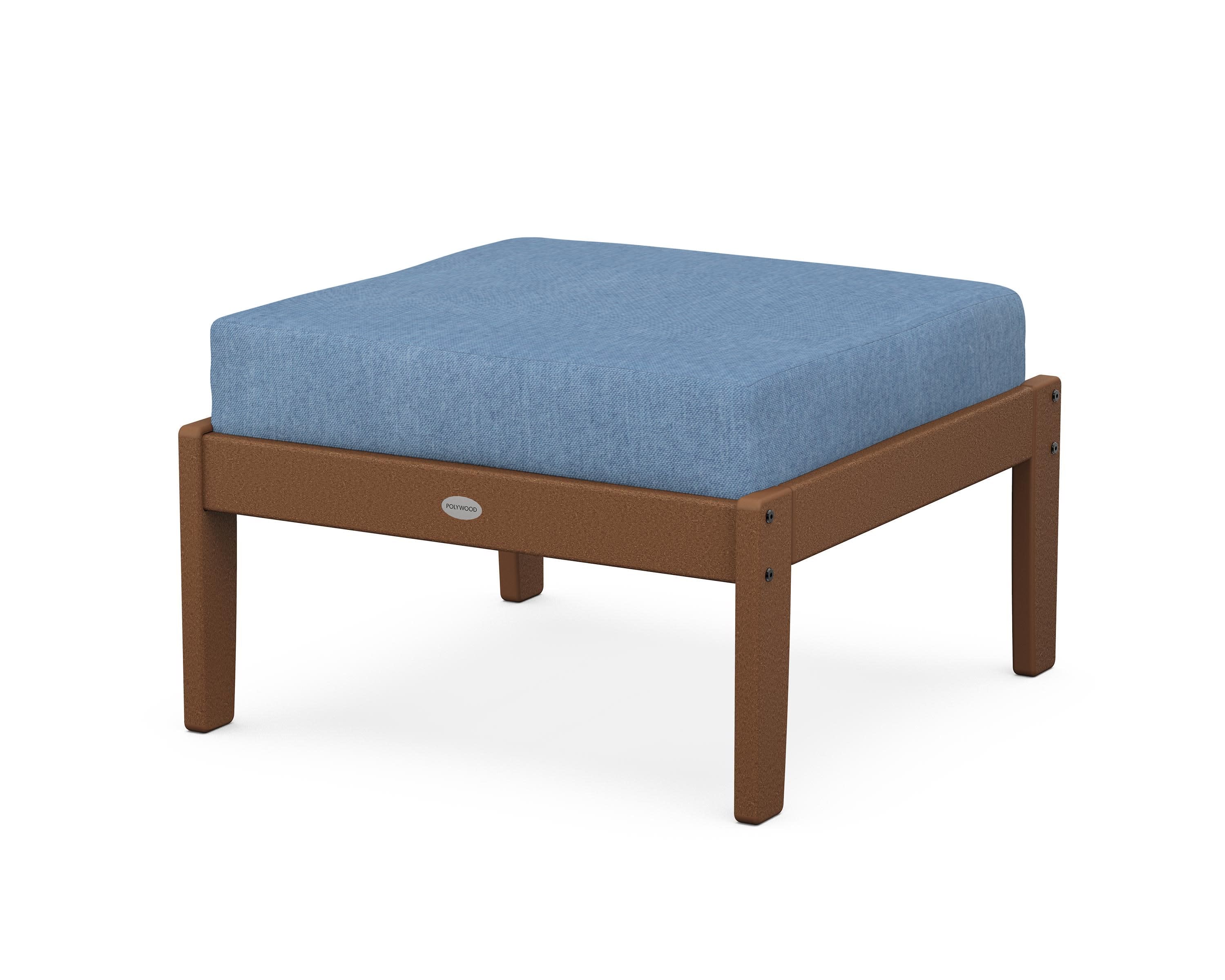Braxton Deep Seating Ottoman in Teak / Sky Blue
