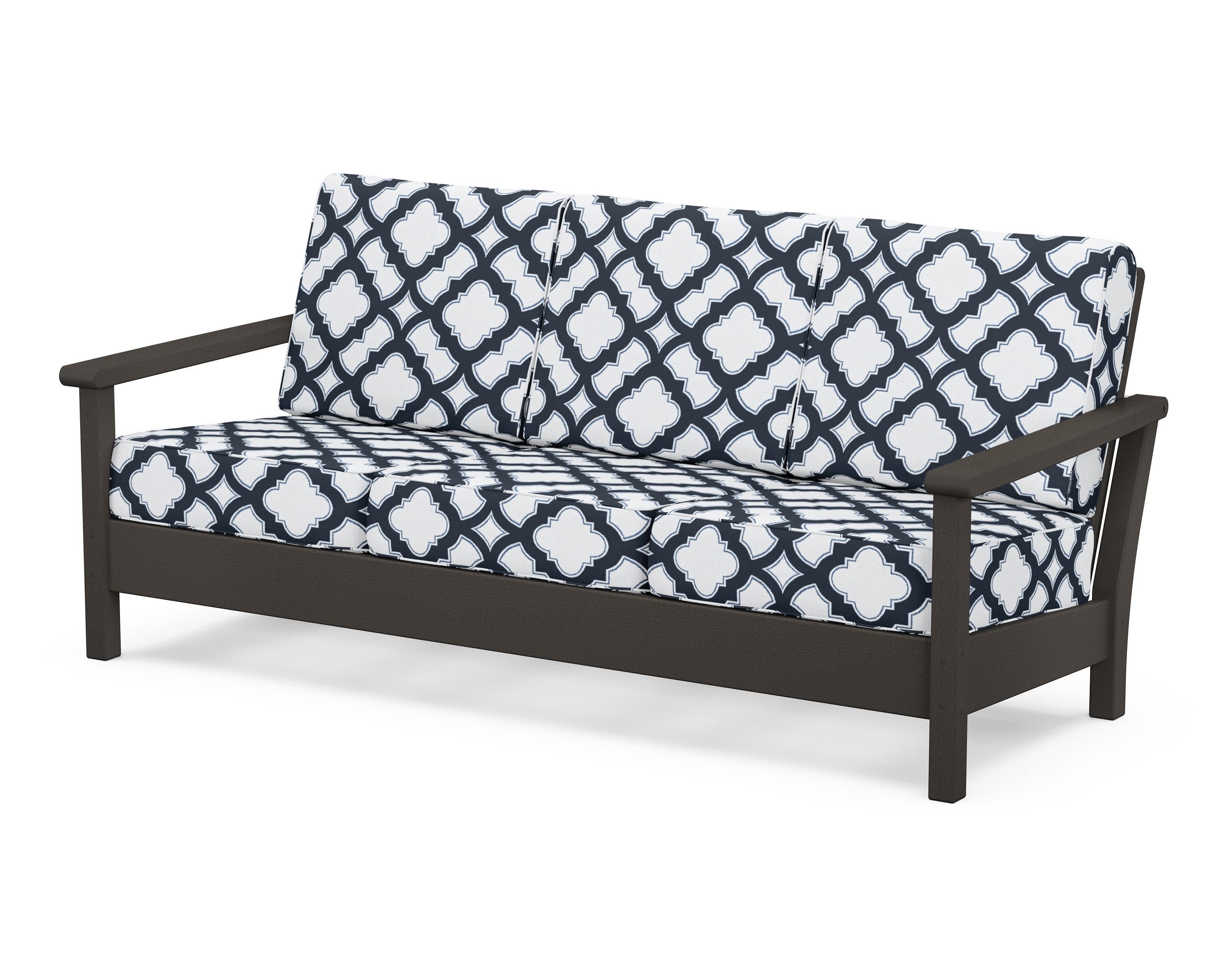 Harbour Deep Seating Sofa in Vintage Coffee / Trellis Marine Indigo