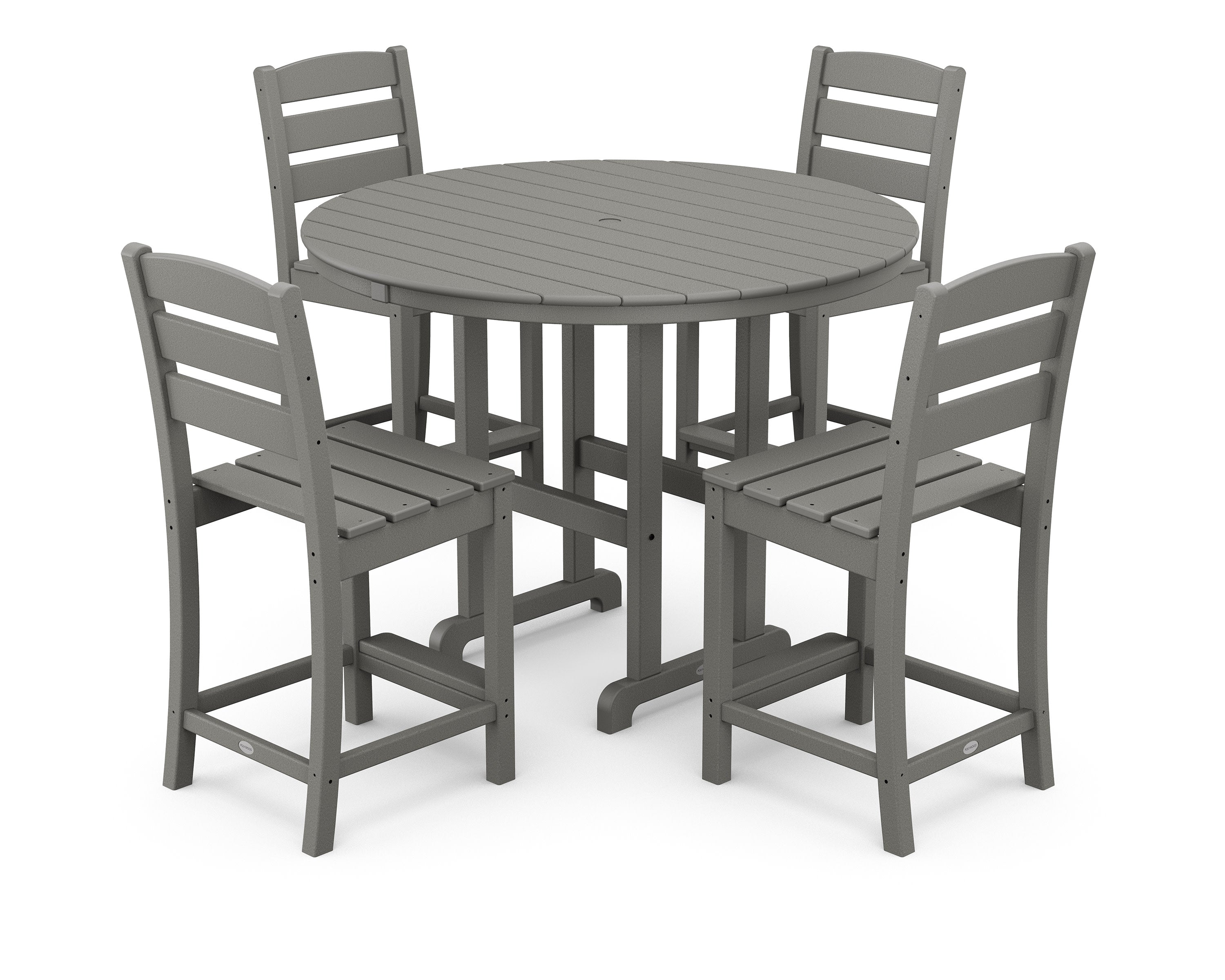 Lakeside 5-Piece Farmhouse Round Side Chair Counter Set in Slate Grey
