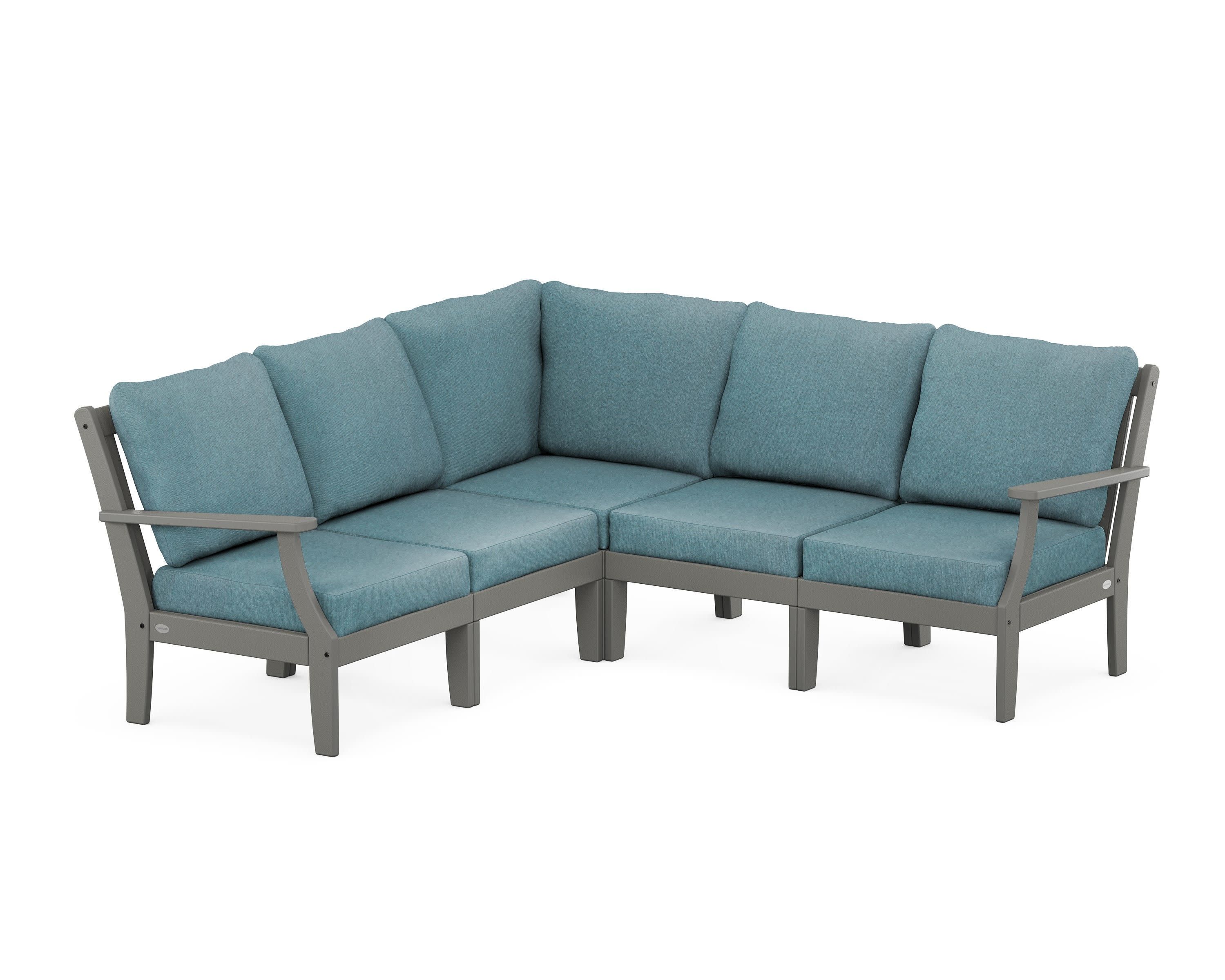 Braxton Modular 5-Piece Deep Seating Set in Slate Grey / Ocean Teal