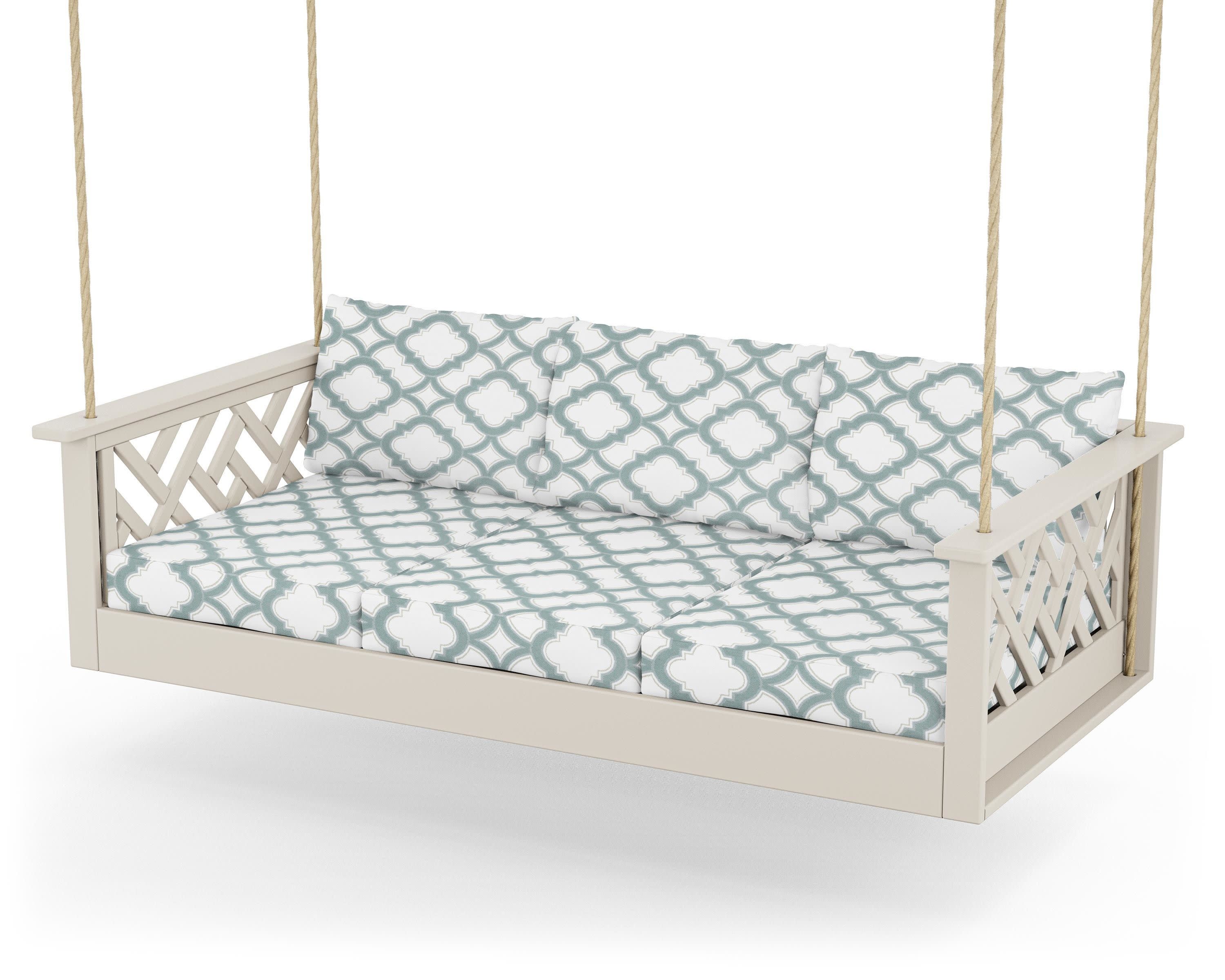 Chippendale Daybed Swing in Sand / Trellis Glacier Spa