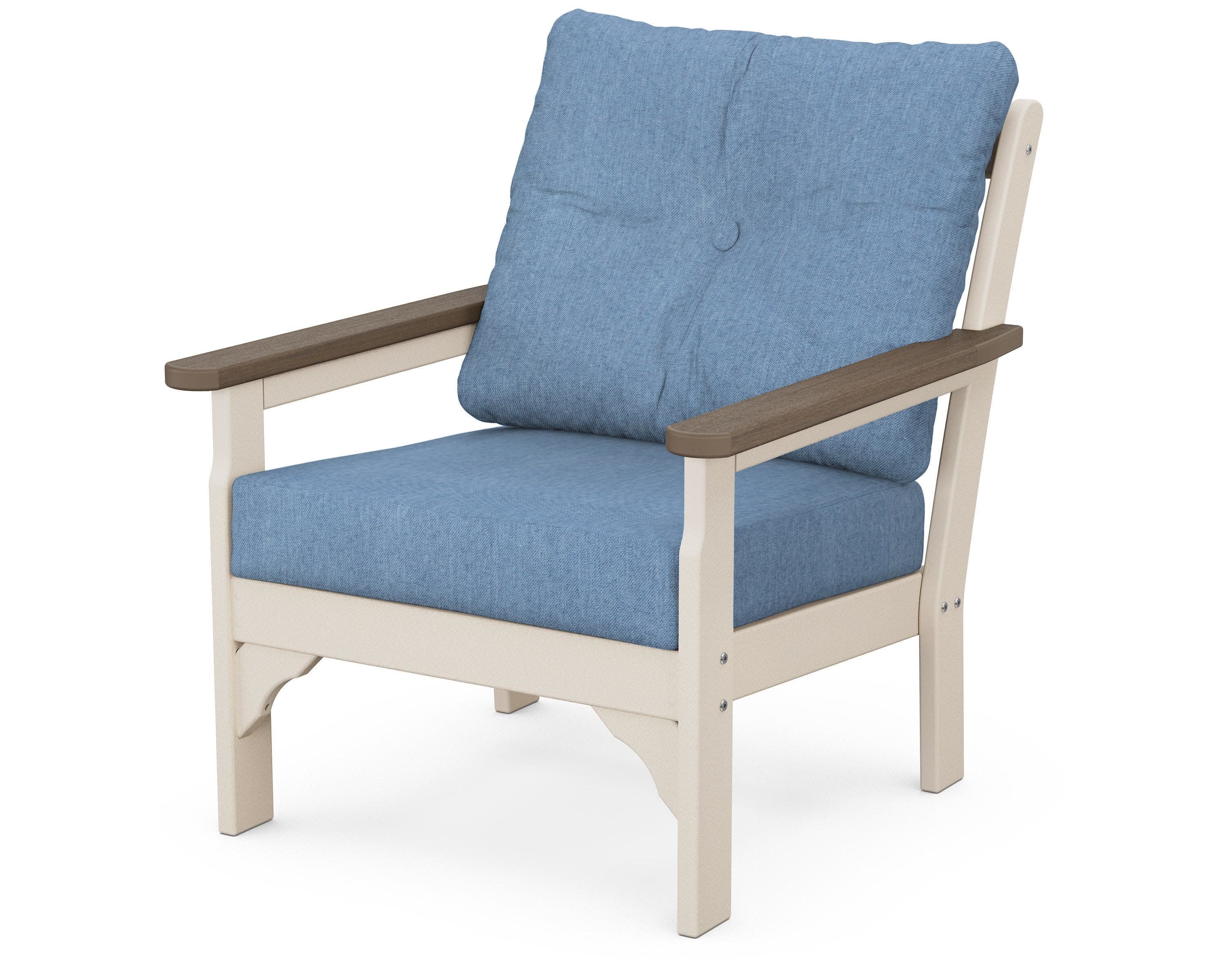 Vineyard Deep Seating Chair in Sand / Kona / Sky Blue