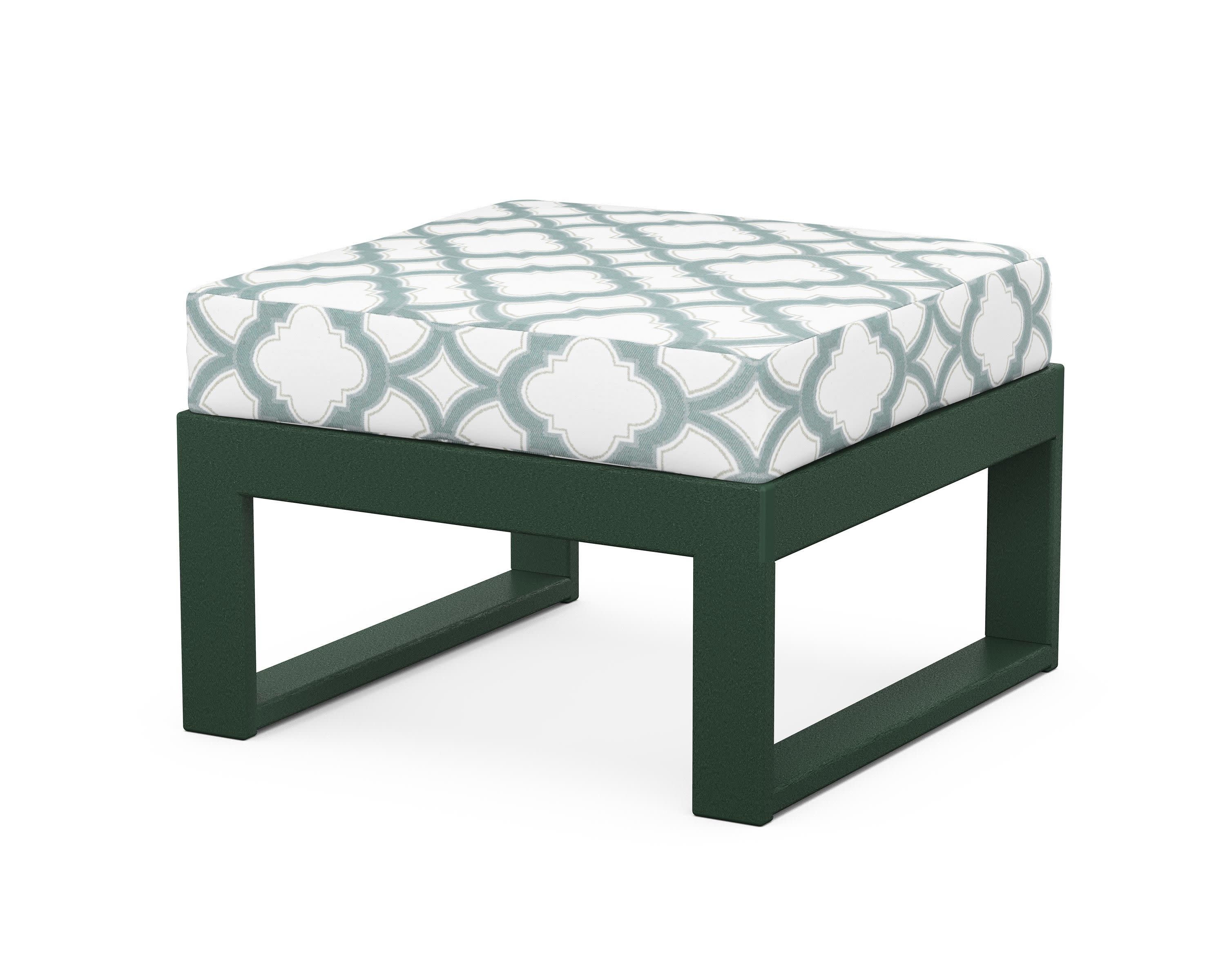 Modular Ottoman - Modern in Green / Trellis Glacier Spa