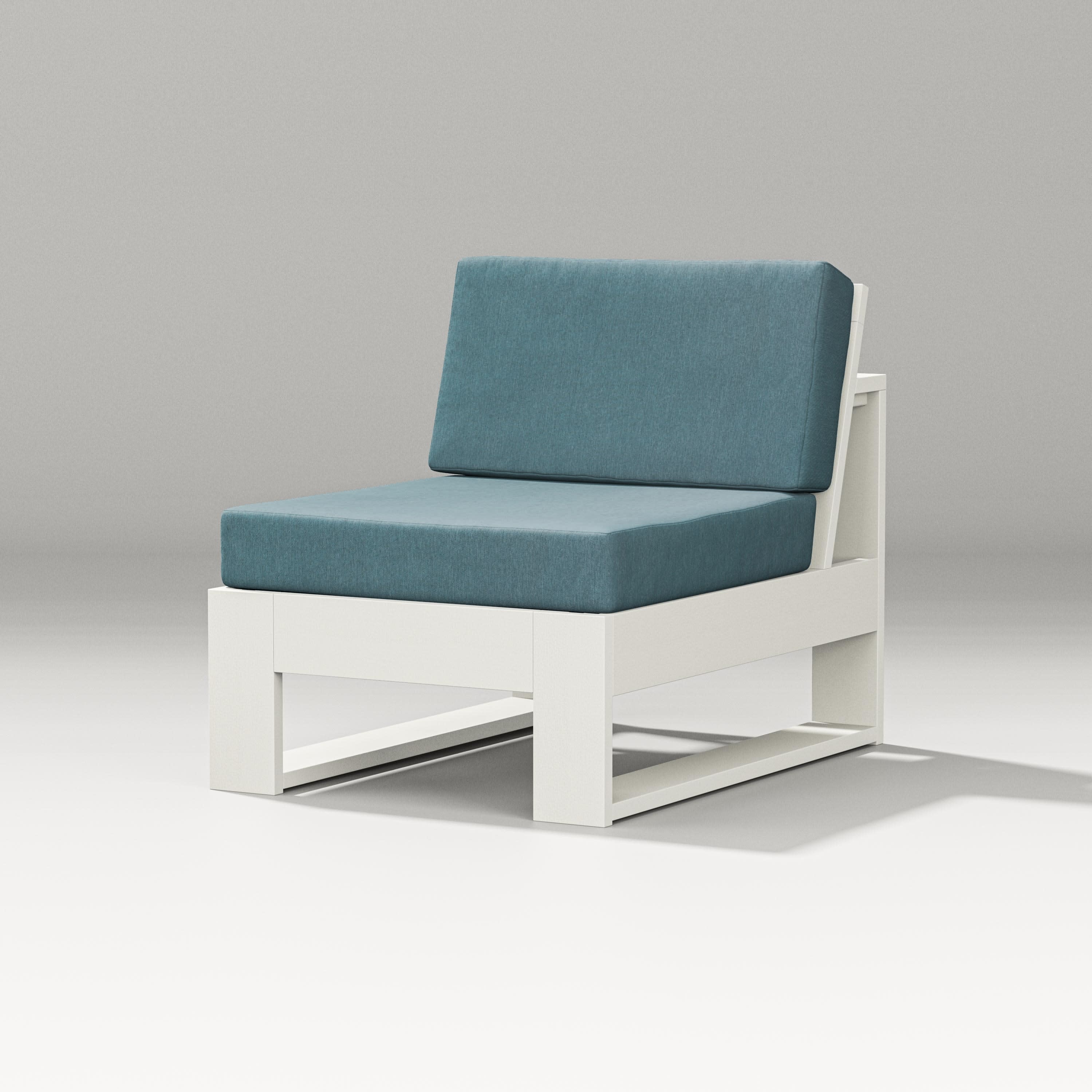 Latitude Modular Armless Chair in Vintage White / Ocean Teal