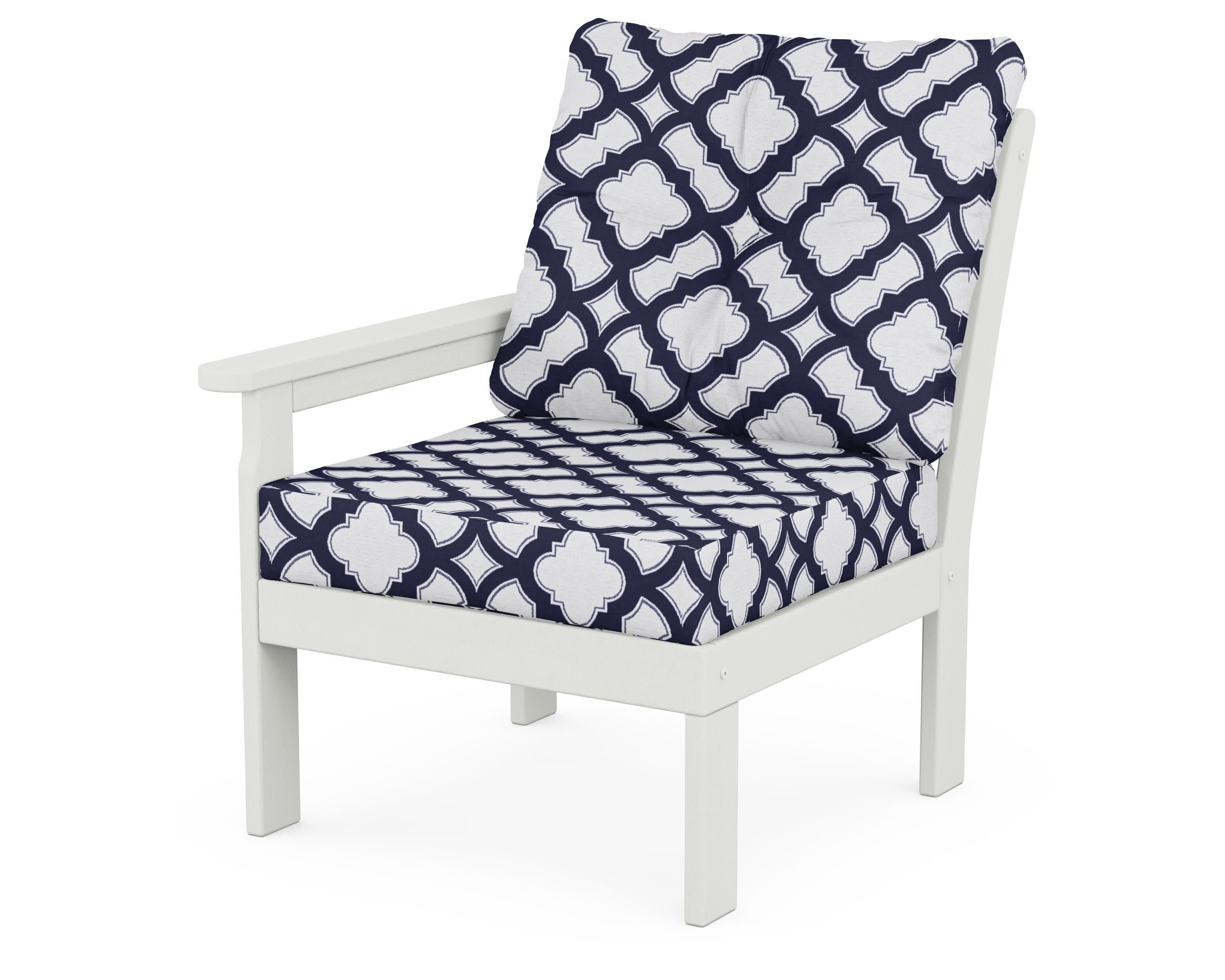 Vineyard Modular Left Arm Chair in Vintage White / Trellis Navy