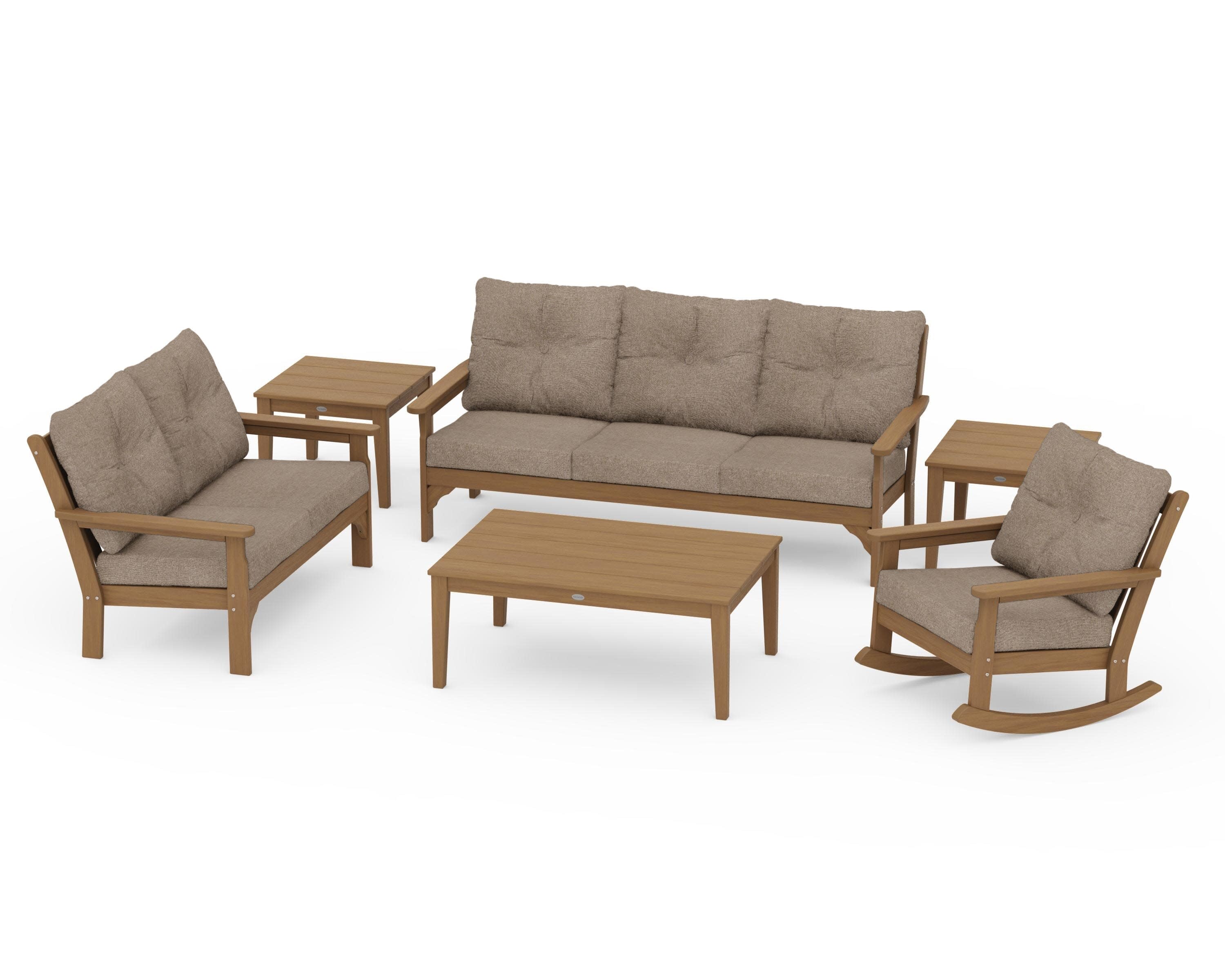 Vineyard 6-Piece Deep Seating Set in Natural / Spiced Burlap