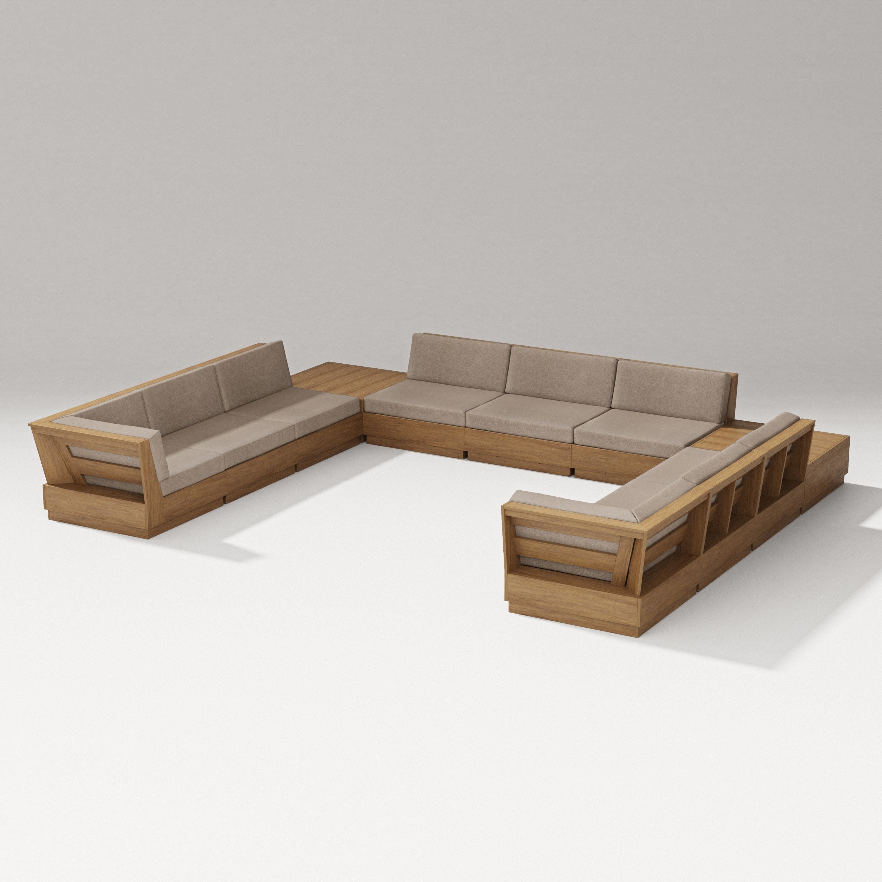 Elevate 11-Piece U-Shaped Sofa Sectional in Natural / Spiced Burlap