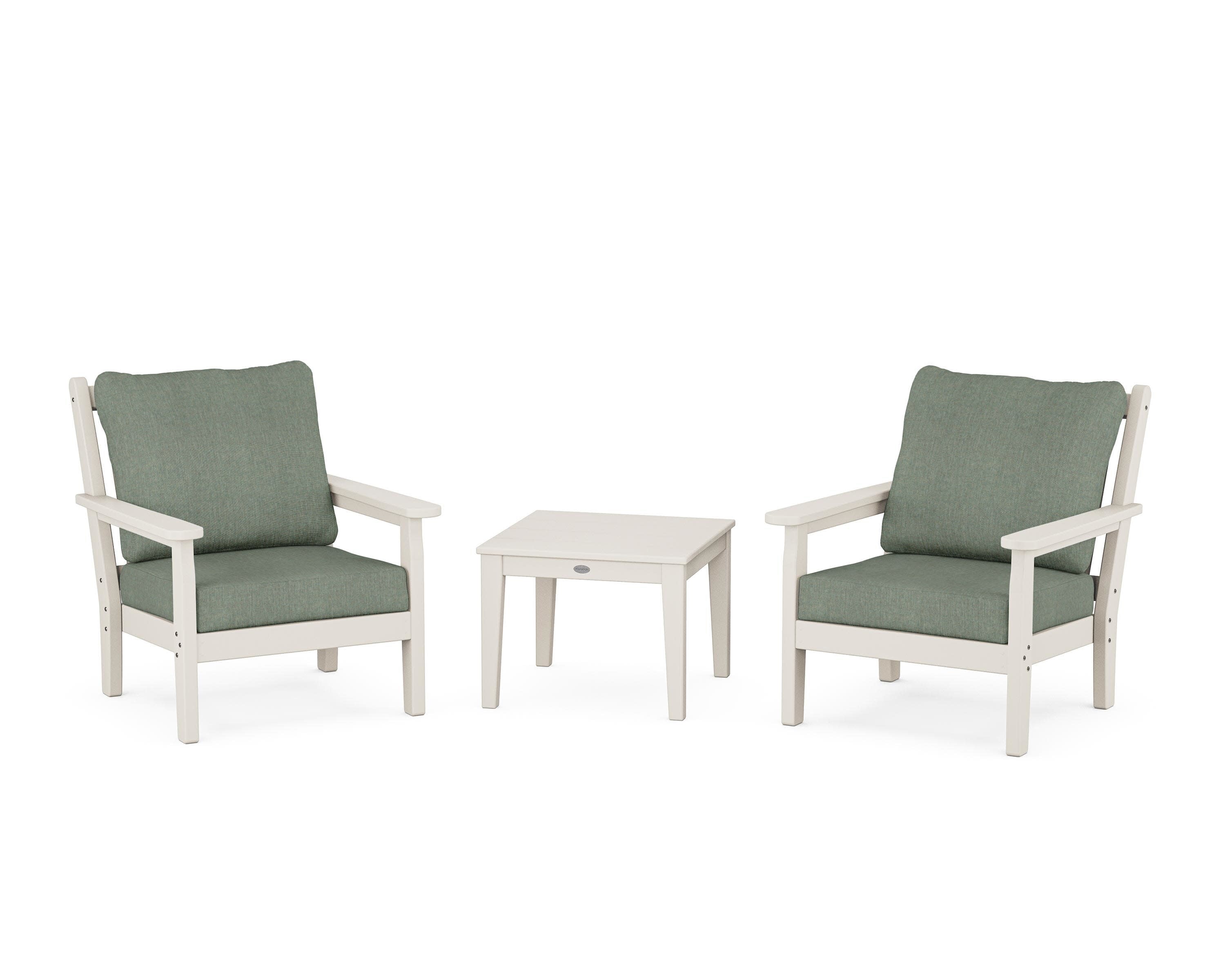Chippendale 3-Piece Deep Seating Set in Sand / Cast Sage