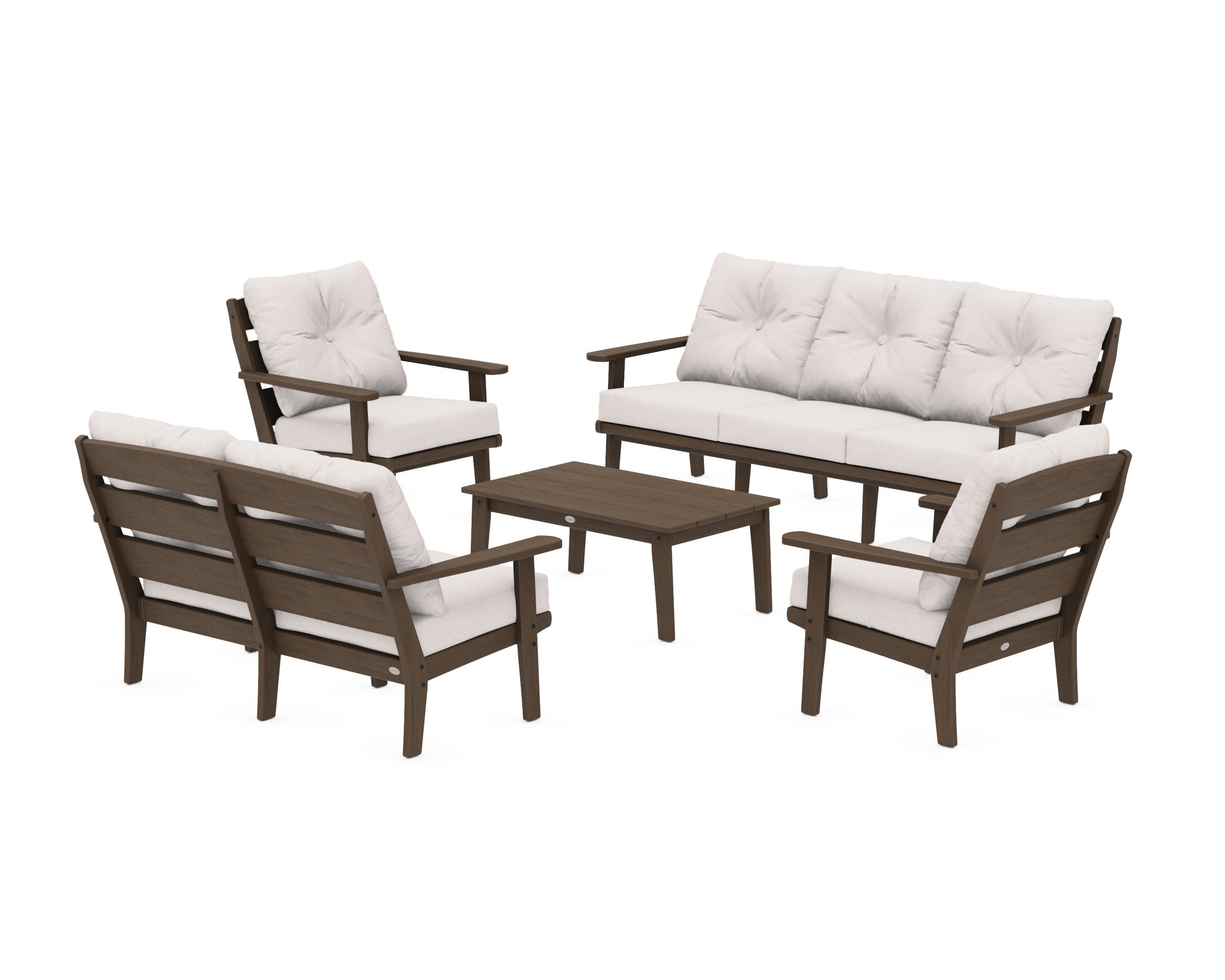 Lakeside 5-Piece Lounge Sofa Set in Kona / Dune Burlap