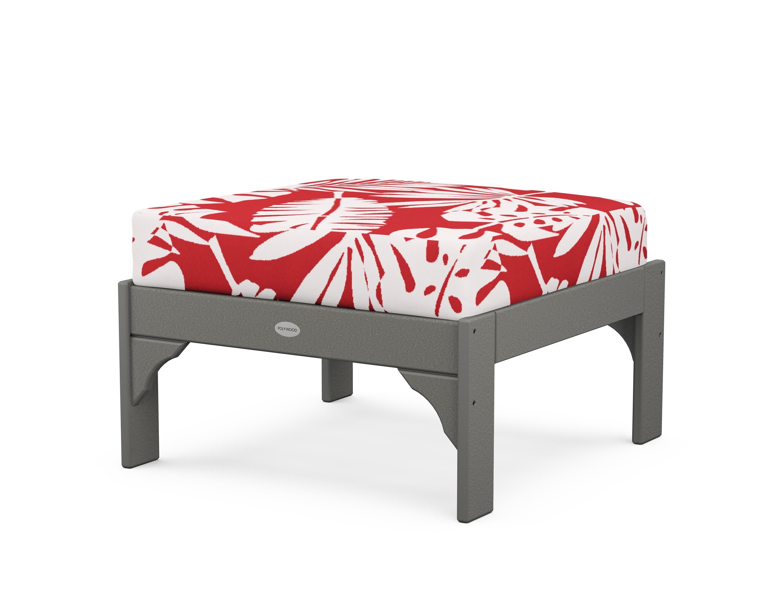 Vineyard Deep Seating Ottoman in Slate Grey / Leaf Crimson
