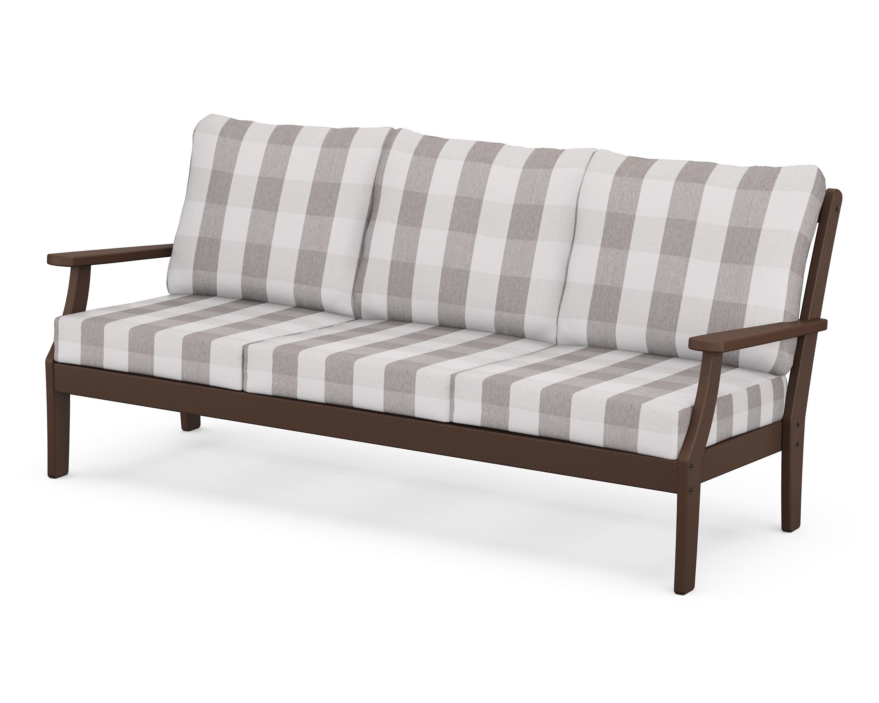 Braxton Deep Seating Sofa in Mahogany / Buffalo Plaid Grey Mist